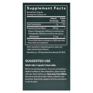 Foto 2 | Suplemento Gaia Herbs Con Raíz De Ashwagandha, 30 Cápsulas Líquidas Veganas - Venta Internacional.
