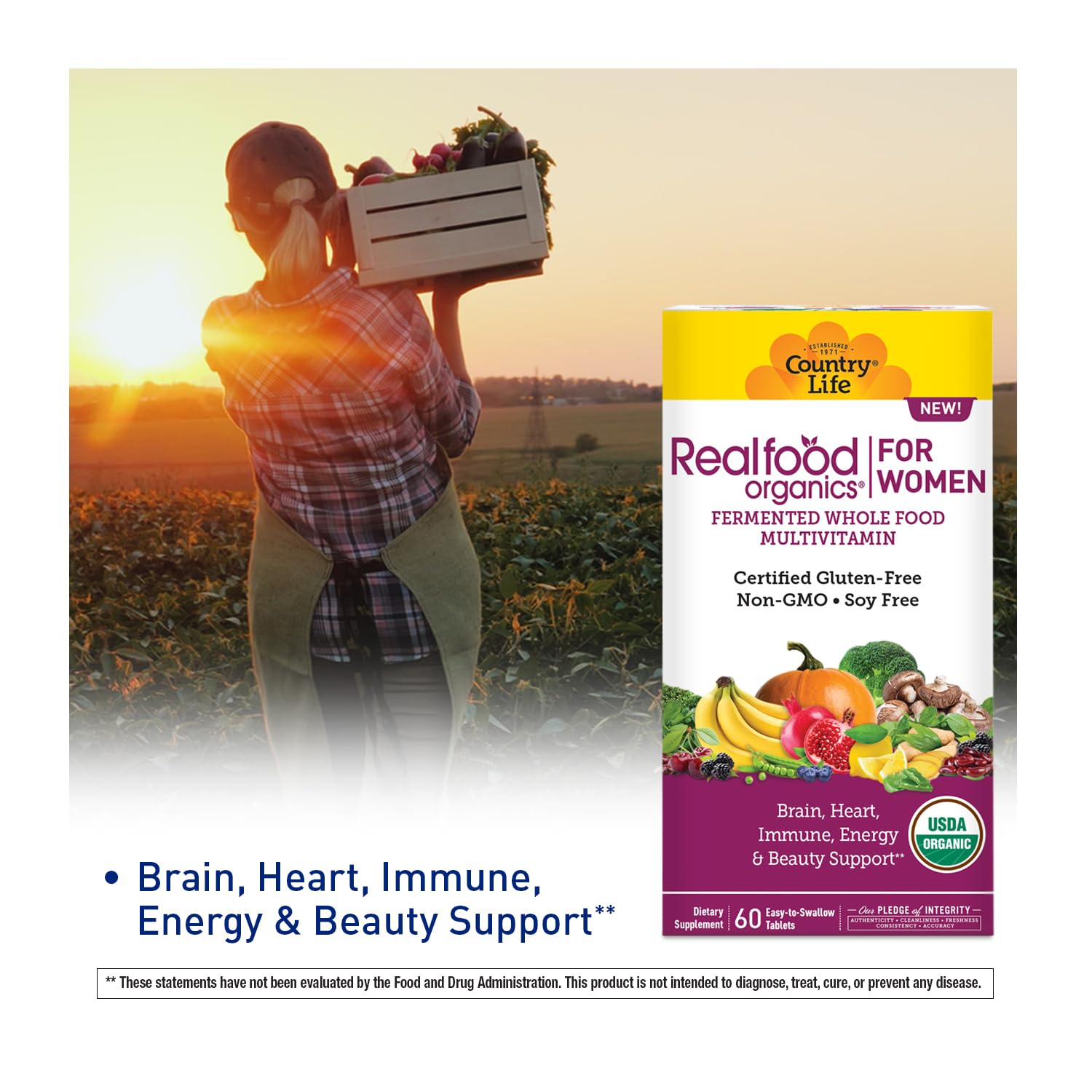 Foto 3 pulgar | Multivitamínico Country Life Realfood Organics 60 Capsulas - Venta Internacional