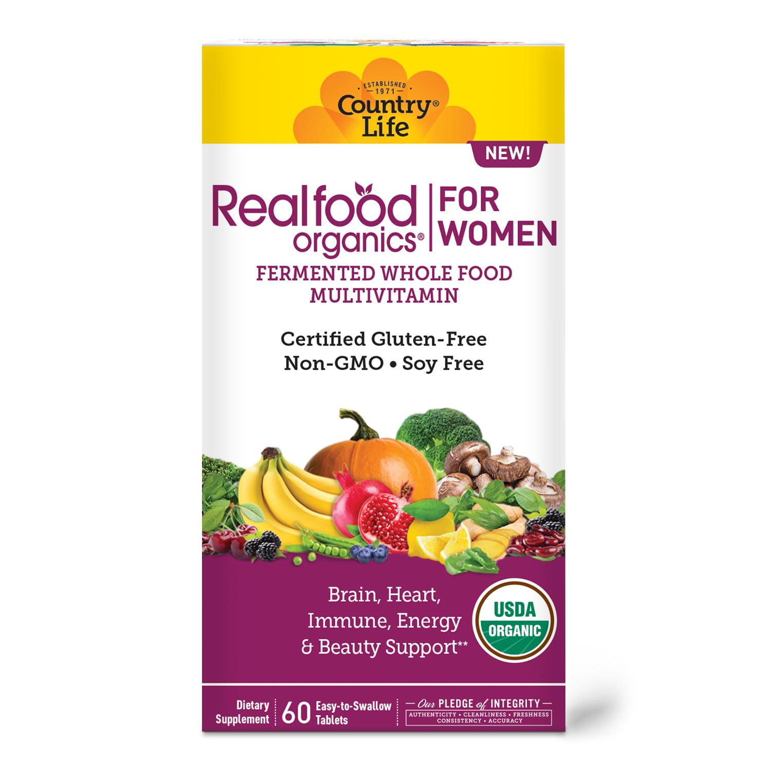 Foto 4 pulgar | Multivitamínico Country Life Realfood Organics 60 Capsulas - Venta Internacional