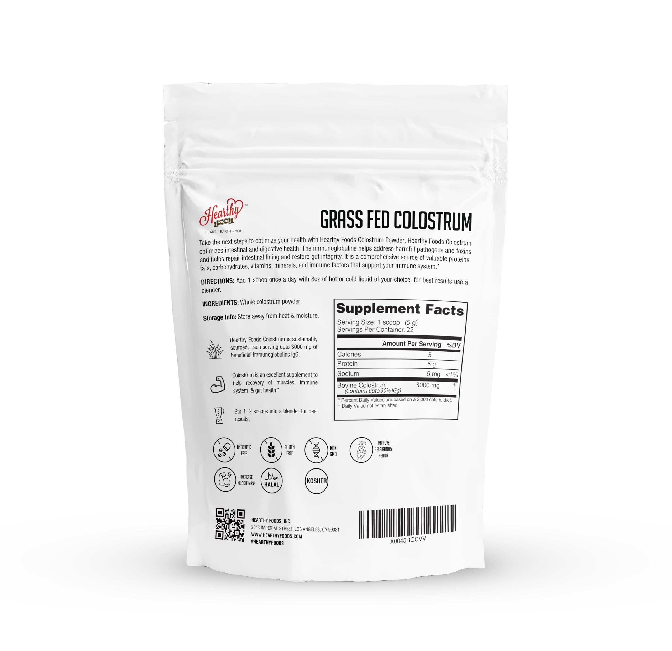 Foto 3 pulgar | Suplemento De Calostro Bovino Puro En Polvo De Hearthy Foods 113 G - Venta Internacional.