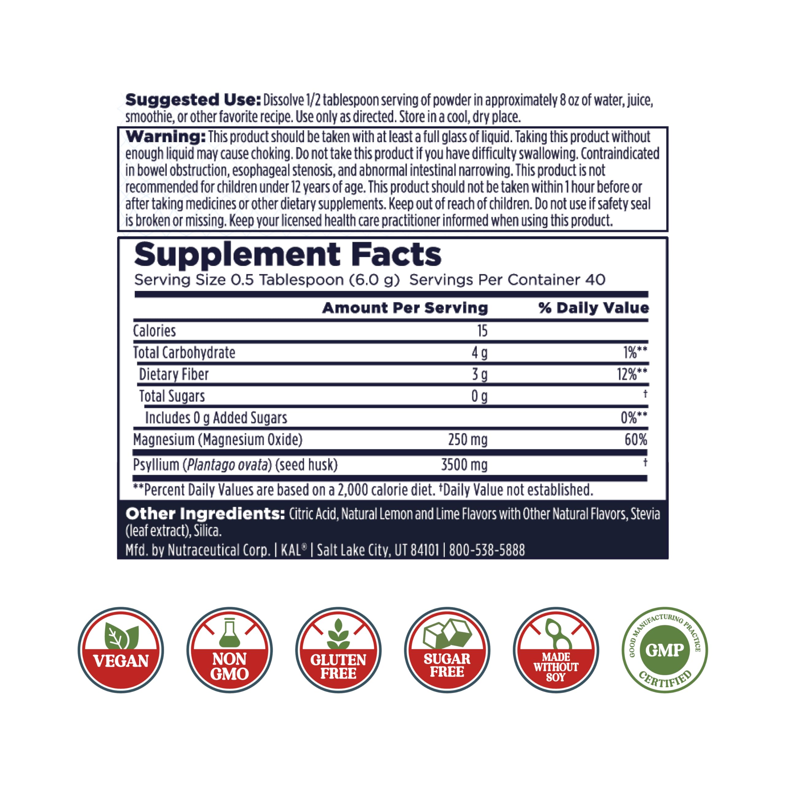 Foto 2 | Suplemento Kal Cleanout Magnesium Plus De Cáscara De Psyllium 250 Mg - Venta Internacional.