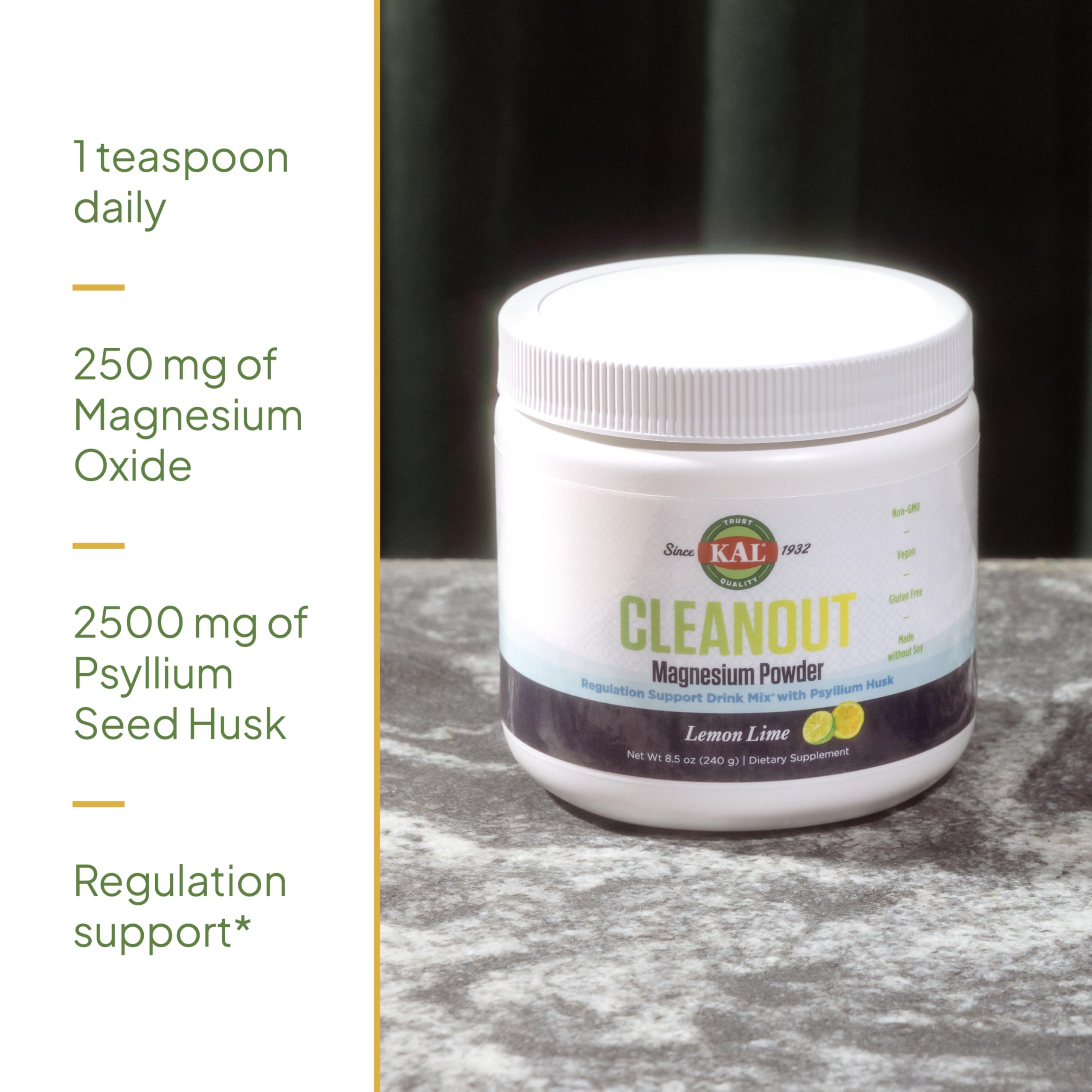 Foto 3 | Suplemento Kal Cleanout Magnesium Plus De Cáscara De Psyllium 250 Mg - Venta Internacional.