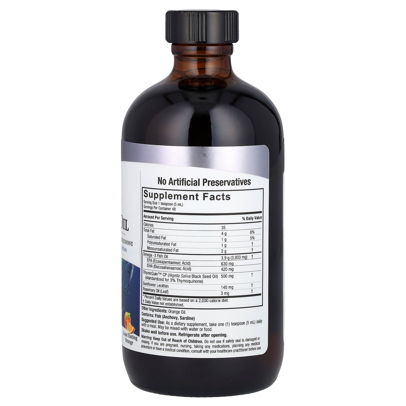 Foto 2 | Suplemento De Aceite De Semillas Negras Omega-3 De Nature's Answer, 240 Ml, Naranja - Venta Internacional.