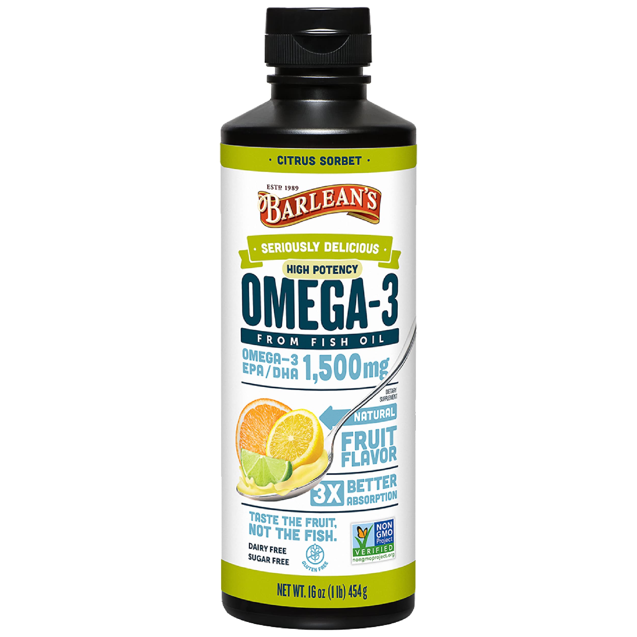 Foto 2 pulgar | Complemente El Aceite De Pescado Omega 3 De Alta Potencia De Barlean's Citrus Sorbet - Venta Internacional.