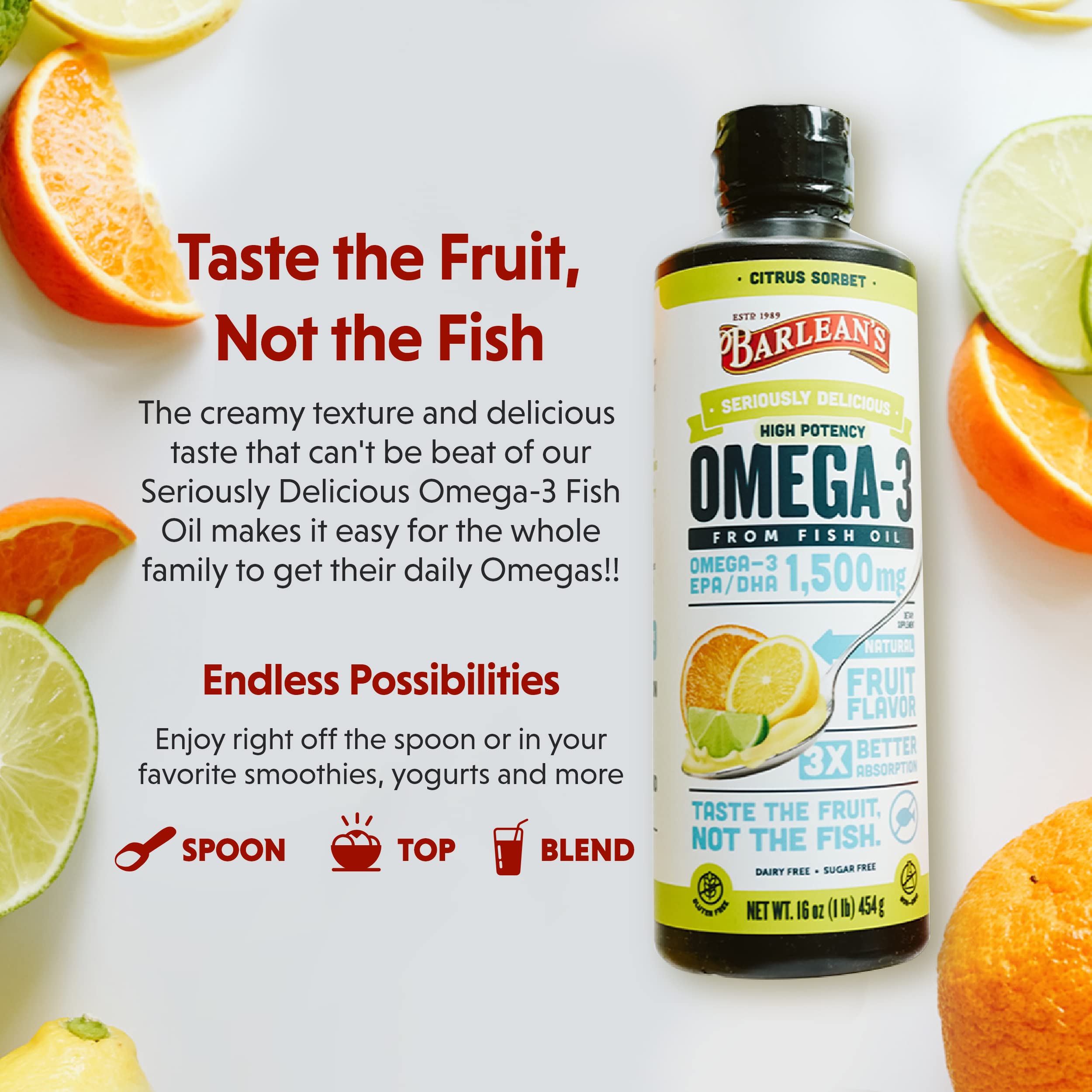 Foto 4 pulgar | Complemente El Aceite De Pescado Omega 3 De Alta Potencia De Barlean's Citrus Sorbet - Venta Internacional.