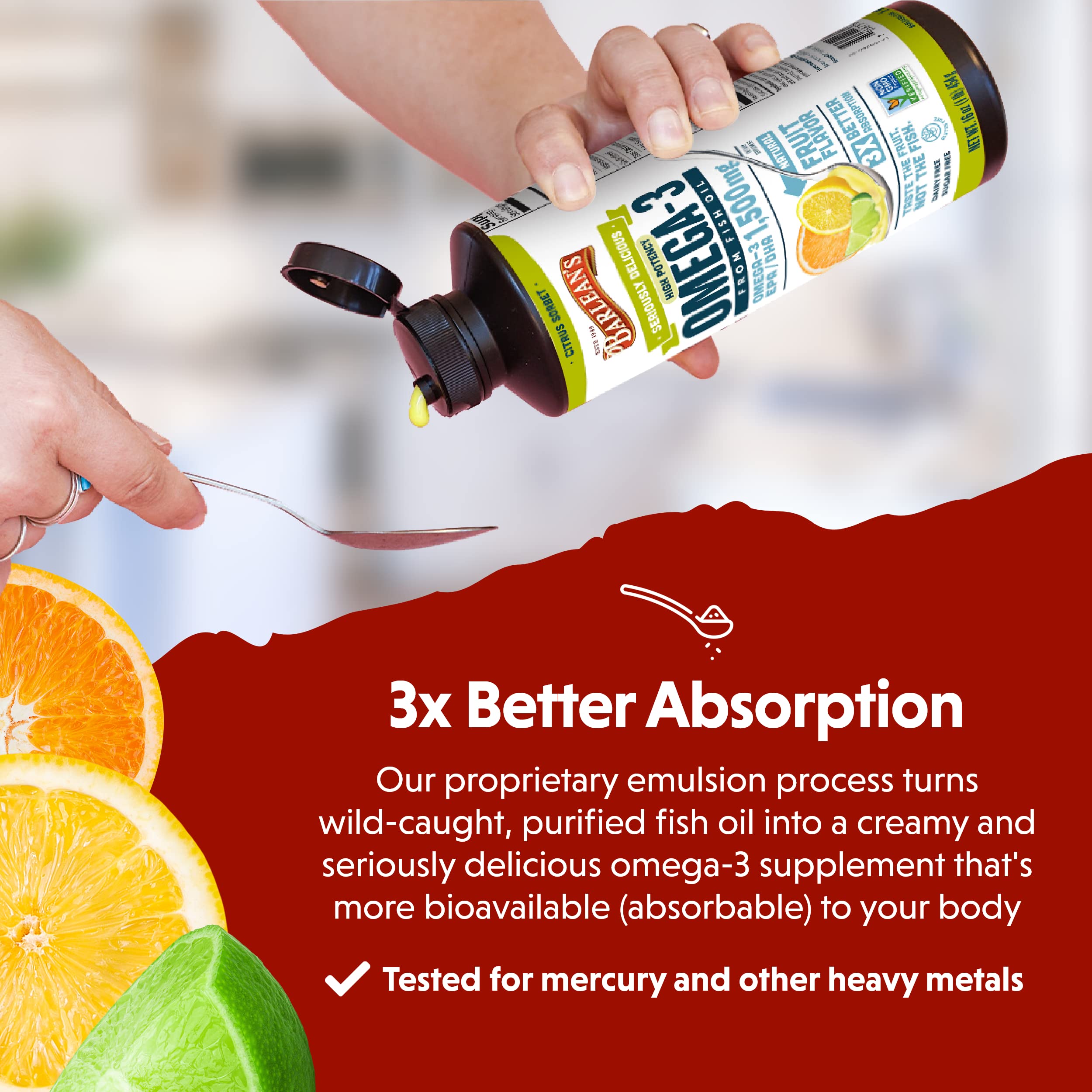 Foto 4 | Complemente El Aceite De Pescado Omega 3 De Alta Potencia De Barlean's Citrus Sorbet - Venta Internacional.