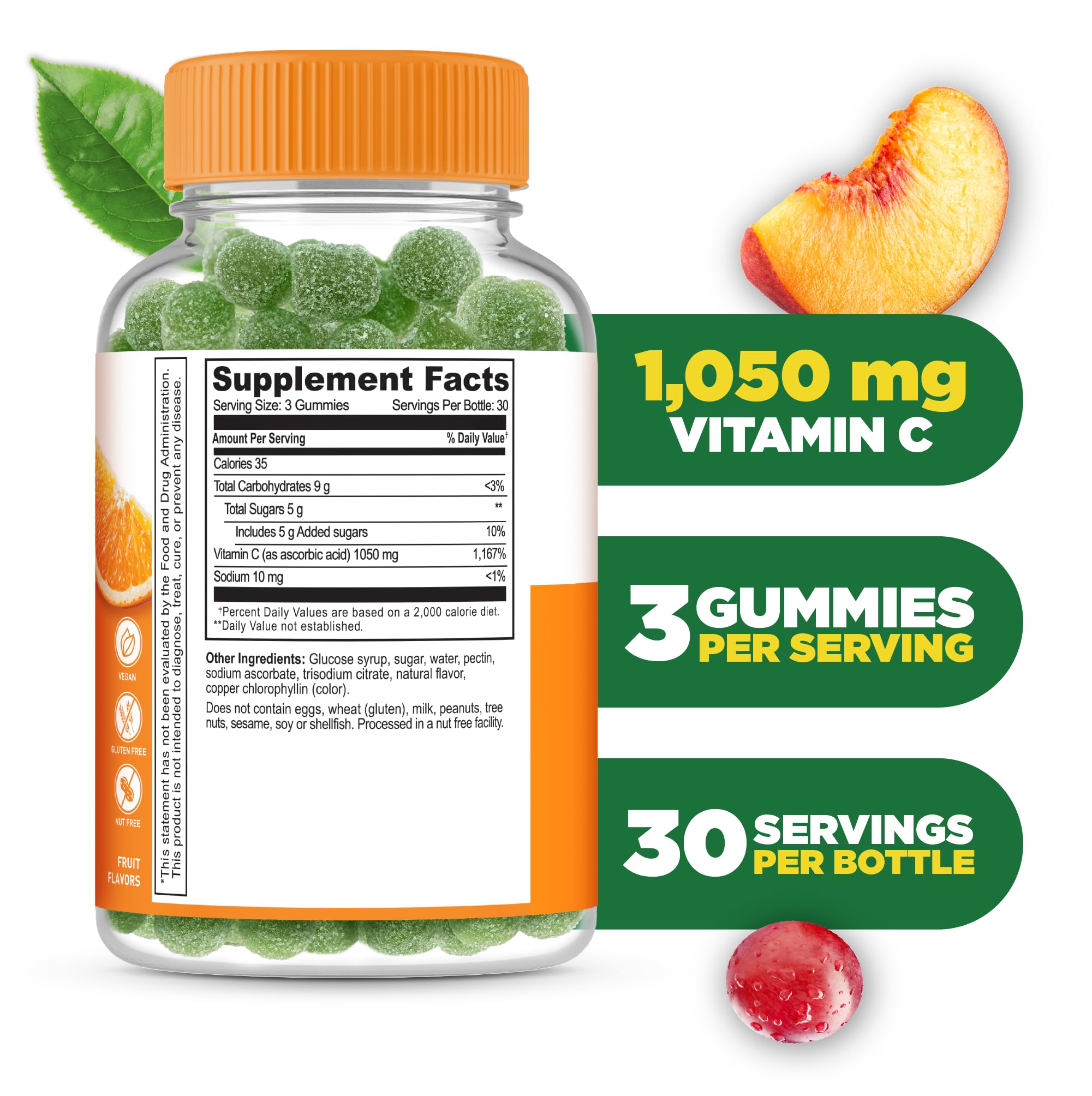 Foto 3 pulgar | Suplemento Gomoso De Vitamina C, 1050 Mg, Ayuda Al Sistema Inmunitario - Venta Internacional.