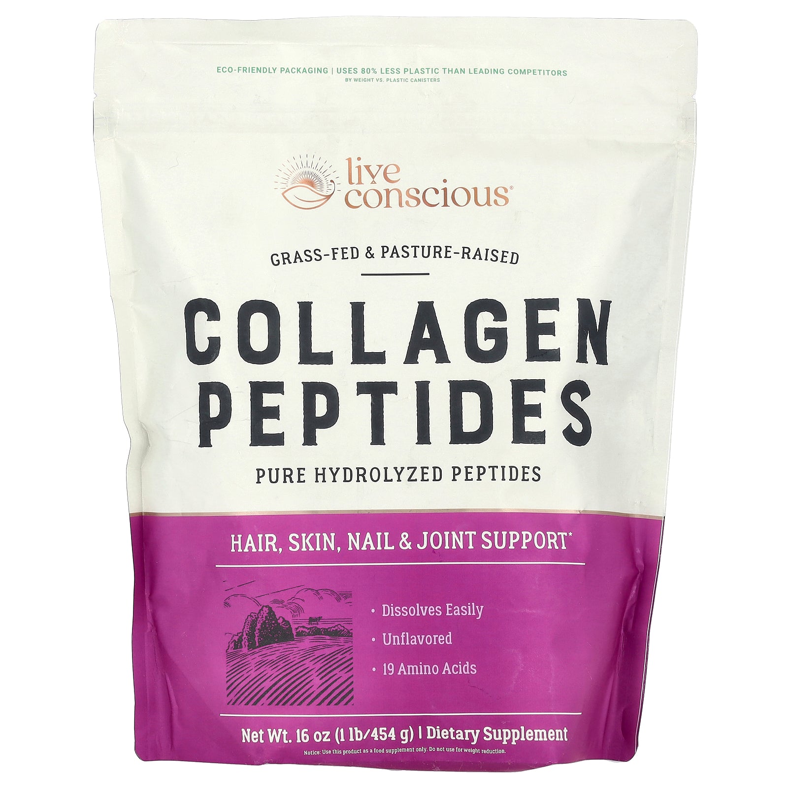 Foto 1 | Suplemento: Péptidos De Colágeno Live Conscious, Sin Sabor, 454 G - Venta Internacional.