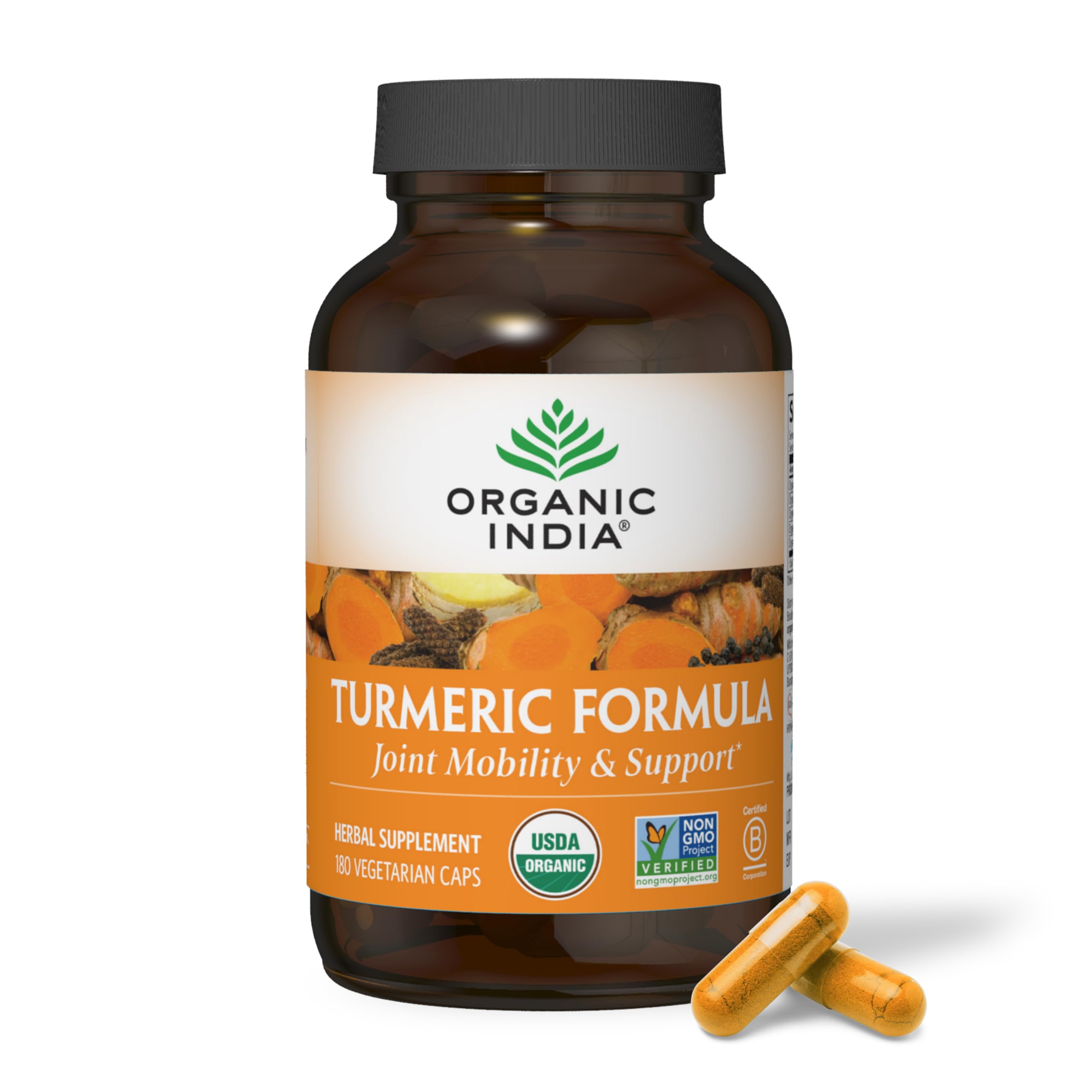 Foto 1 | Suplemento De Curcumina De Cúrcuma Organic India Con Pimienta Negra 180 Cápsulas - Venta Internacional.