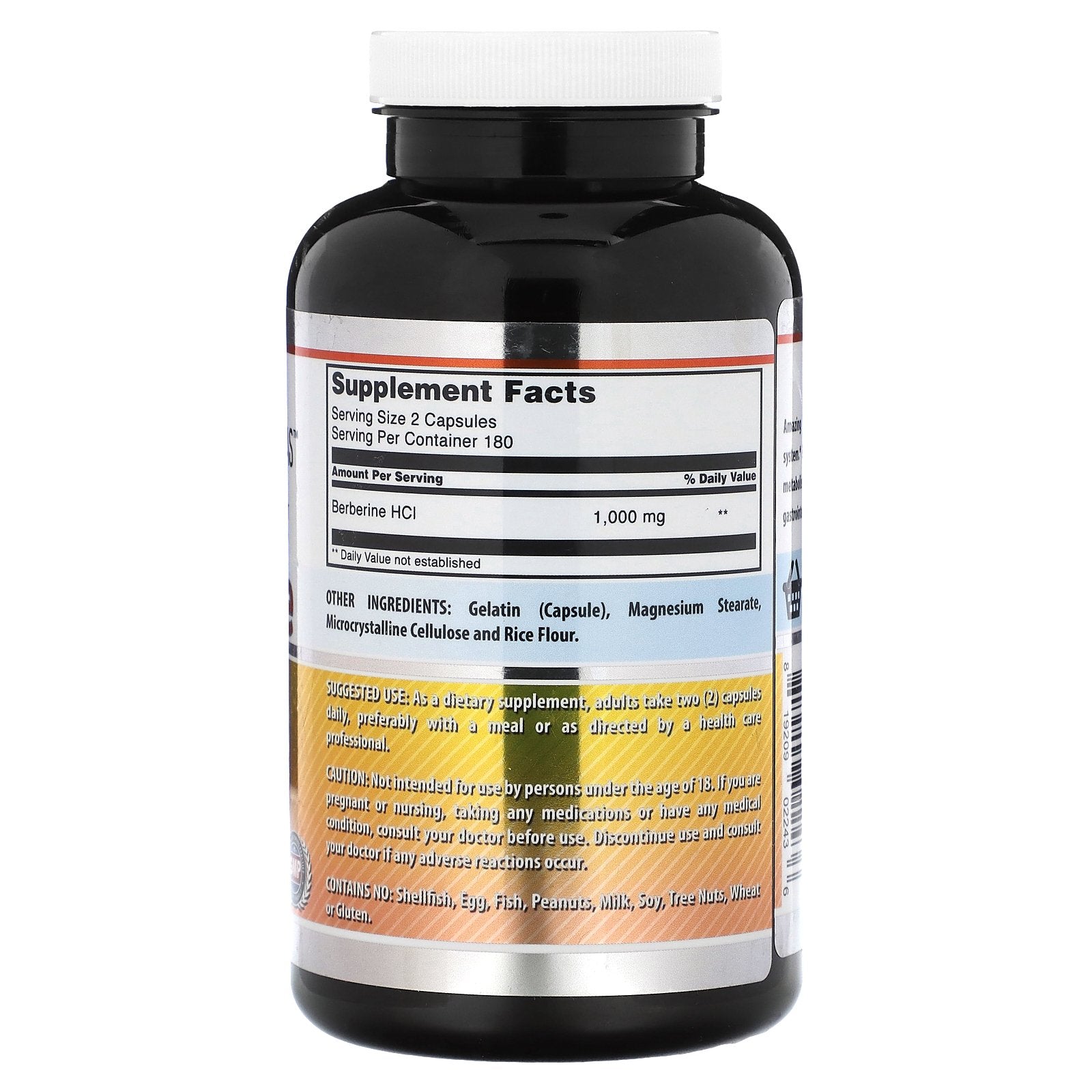 Foto 3 pulgar | Suplemento Amazing Nutrition Berberine 360 Cápsulas 500 Mg - Venta Internacional.