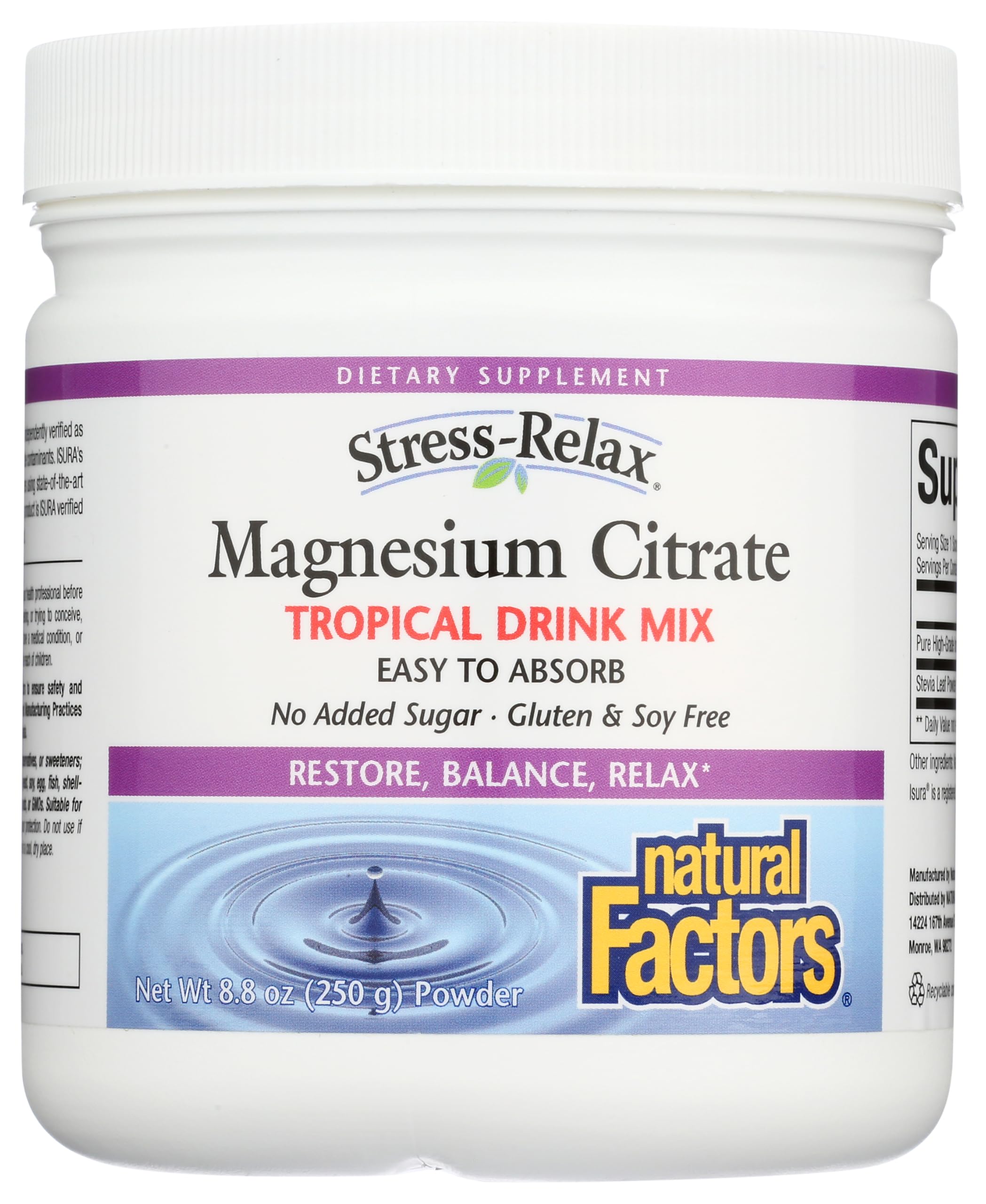 Foto 2 pulgar | Mezcla Para Bebidas De Citrato De Magnesio Natural Factors Tropical 260 Ml - Venta Internacional.