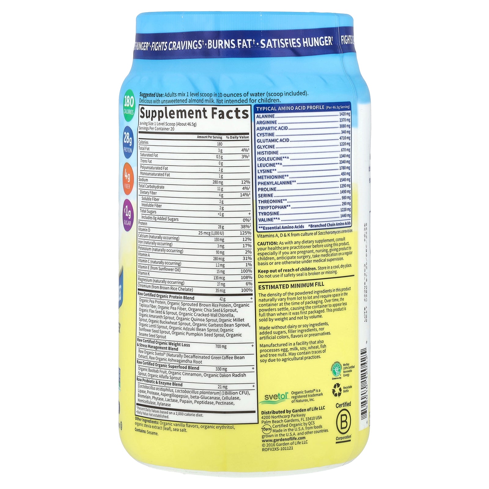 Foto 3 pulgar | Proteína En Polvo Garden Of Life Raw Organic Fit Vanilla 930 G - Venta Internacional.