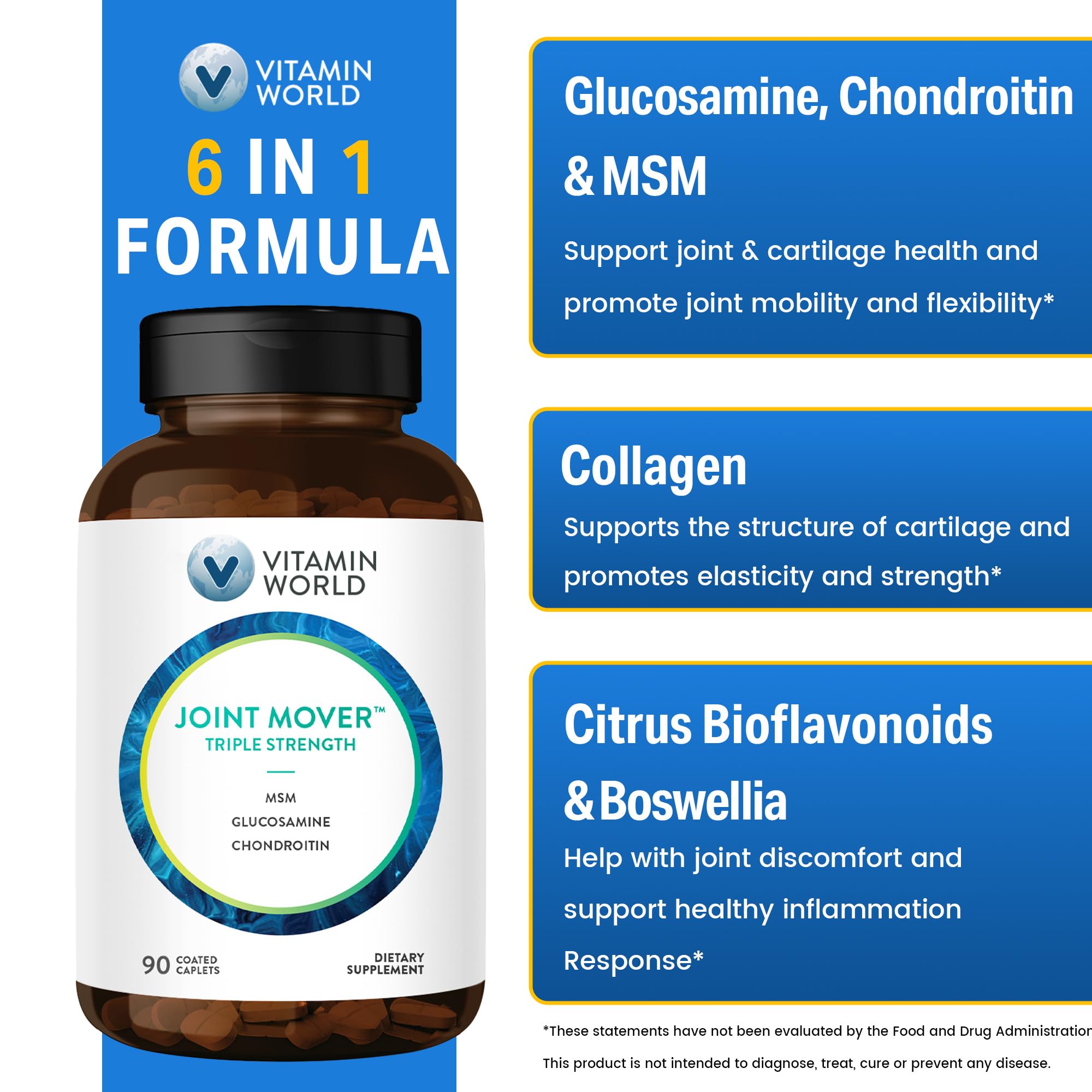 Foto 4 | Suplemento Vitamin World Triple Strength Joint Mover 90 Comprimidos - Venta Internacional