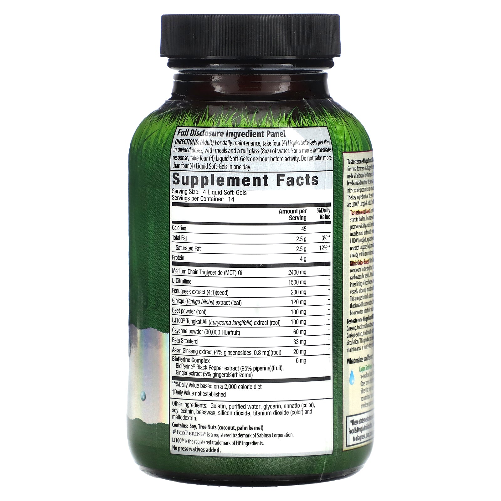 Foto 3 pulgar | Suplemento Irwin Naturals Testosterone Mega-boost Red 56 Cápsulas Blandas - Venta Internacional.