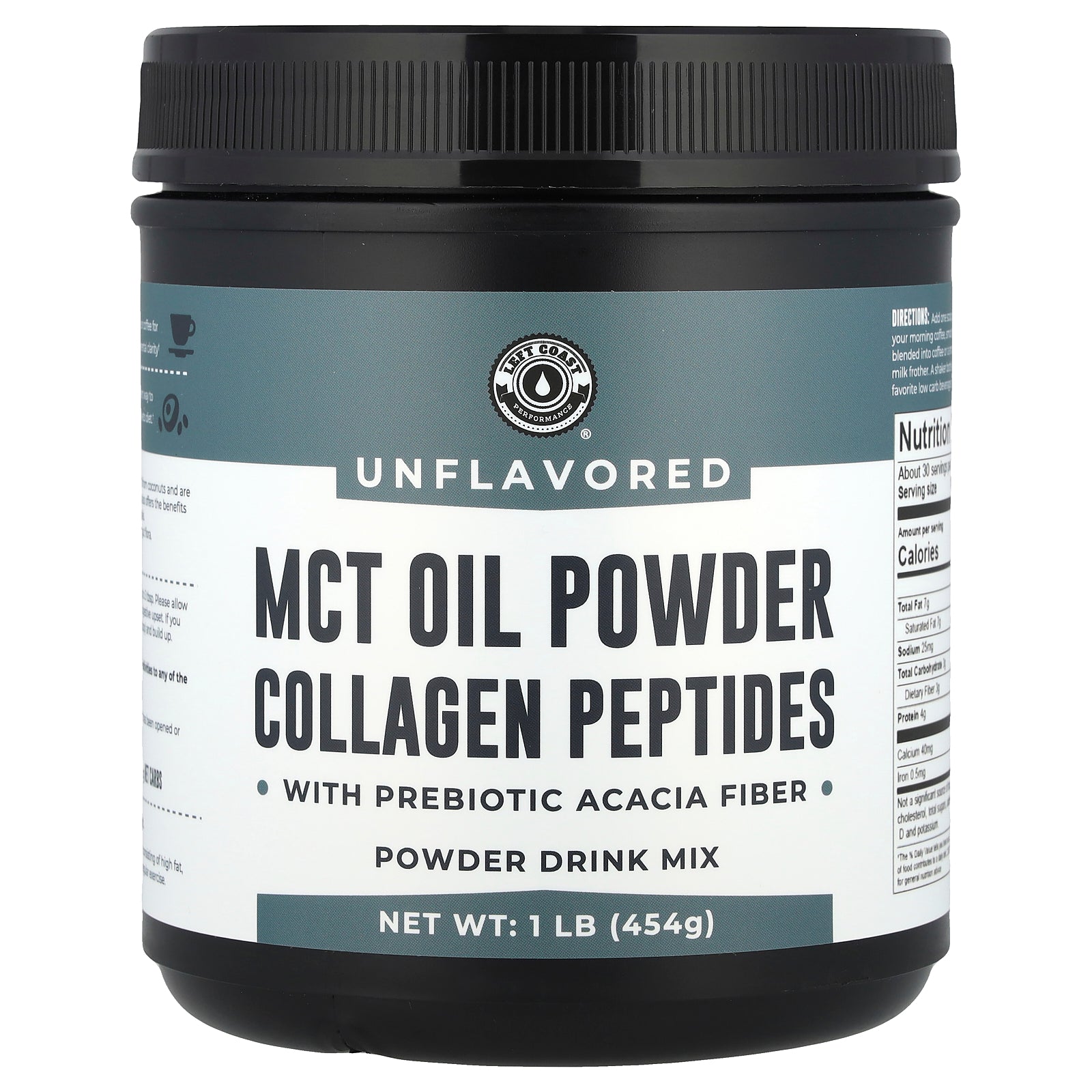 Foto 1 | Suplemento De Aceite Mct En Polvo Left Coast Performance, Colágeno, 454 G - Venta Internacional.