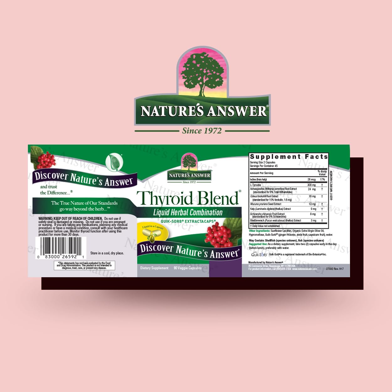 Foto 3 pulgar | Suplemento Nature's Answer Thyroid Complete 90 Cápsulas - Venta Internacional.