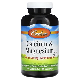 Foto 1 | Complemente Los Geles De Calcio Y Magnesio Carlson Con Vitamina D3 250 Geles Blandos - Venta Internacional.