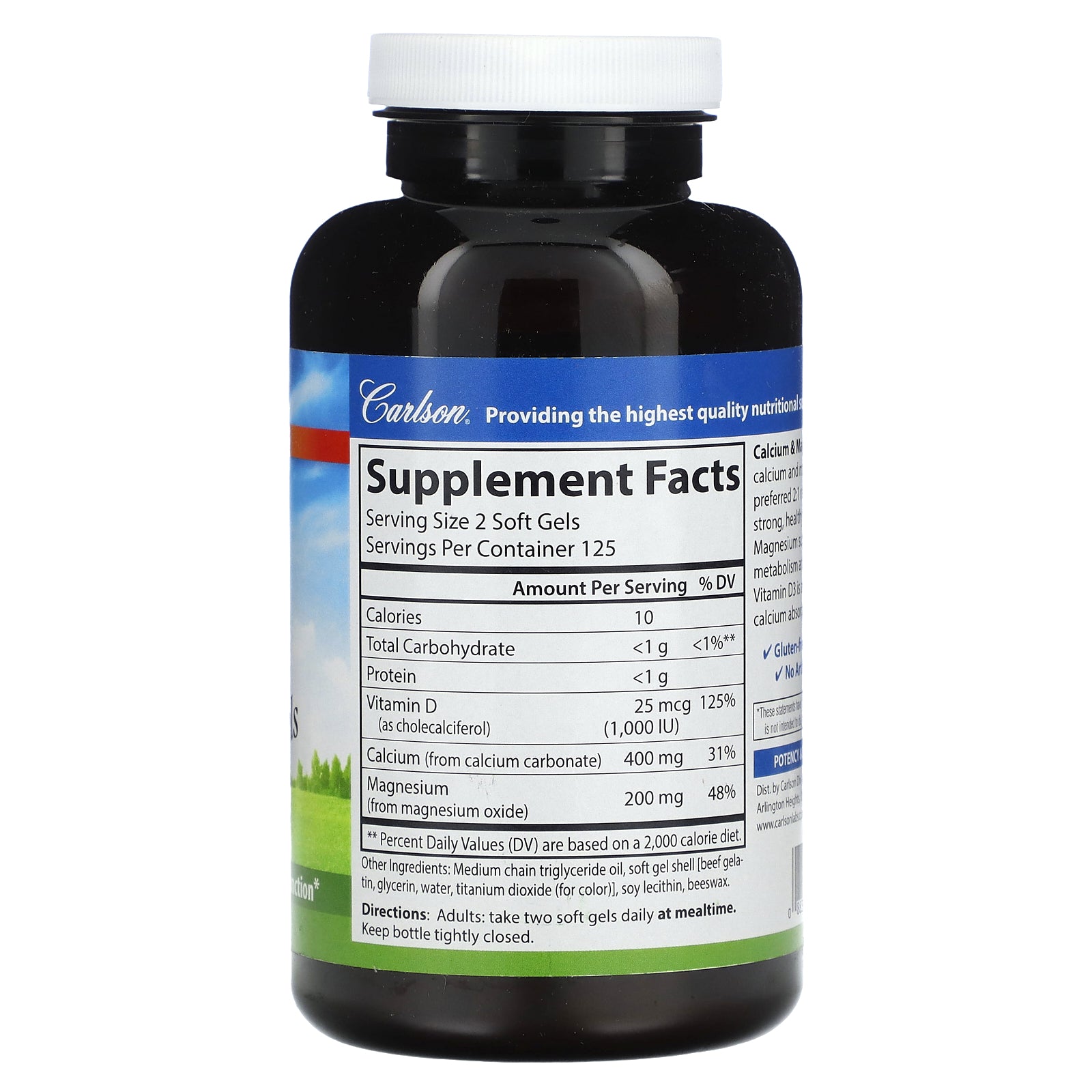 Foto 3 pulgar | Complemente Los Geles De Calcio Y Magnesio Carlson Con Vitamina D3 250 Geles Blandos - Venta Internacional.