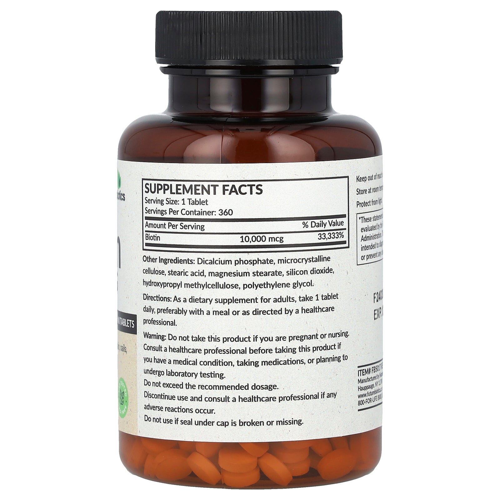 Foto 3 pulgar | Suplemento Futurebiotics De Biotina De Alta Potencia, 10,000 Mcg, 360 Tabletas - Venta Internacional.