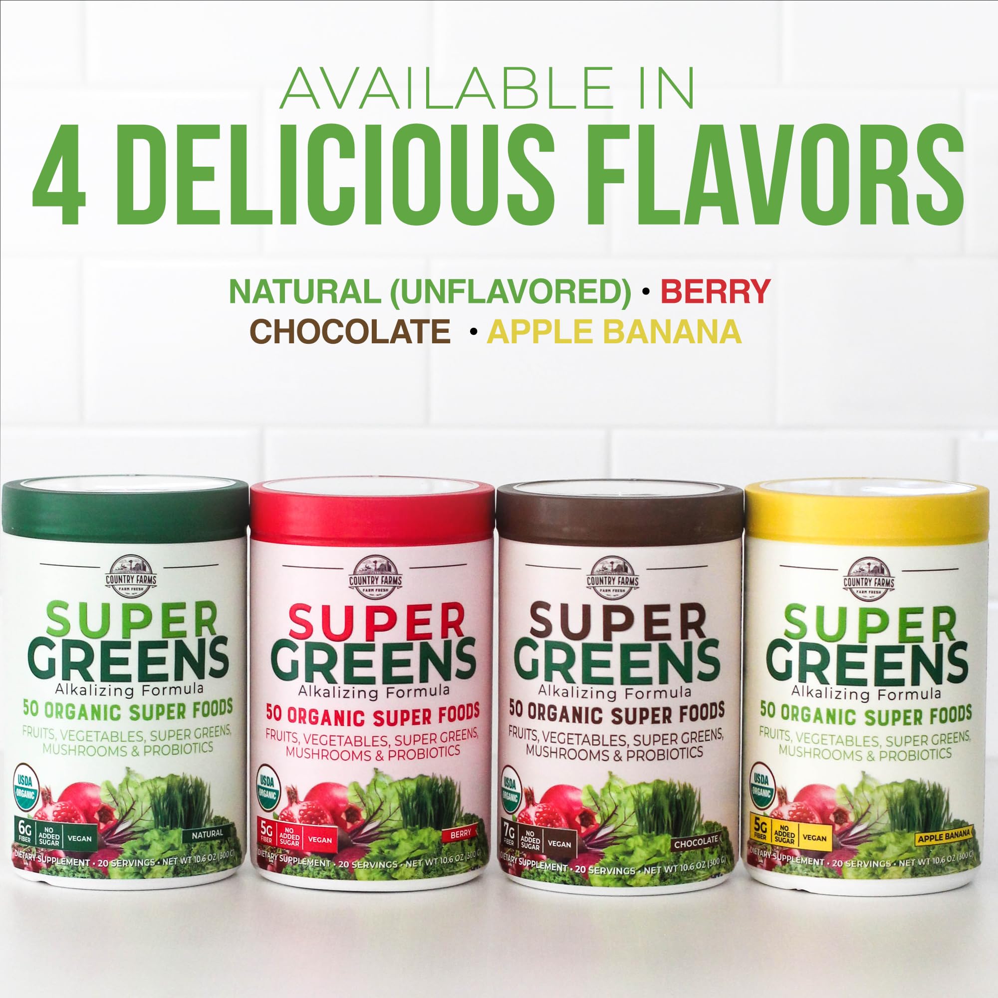 Foto 6 pulgar | Super Greens Drink Country Farms, Sabor A Bayas Orgánicas, 150 G - Venta Internacional.