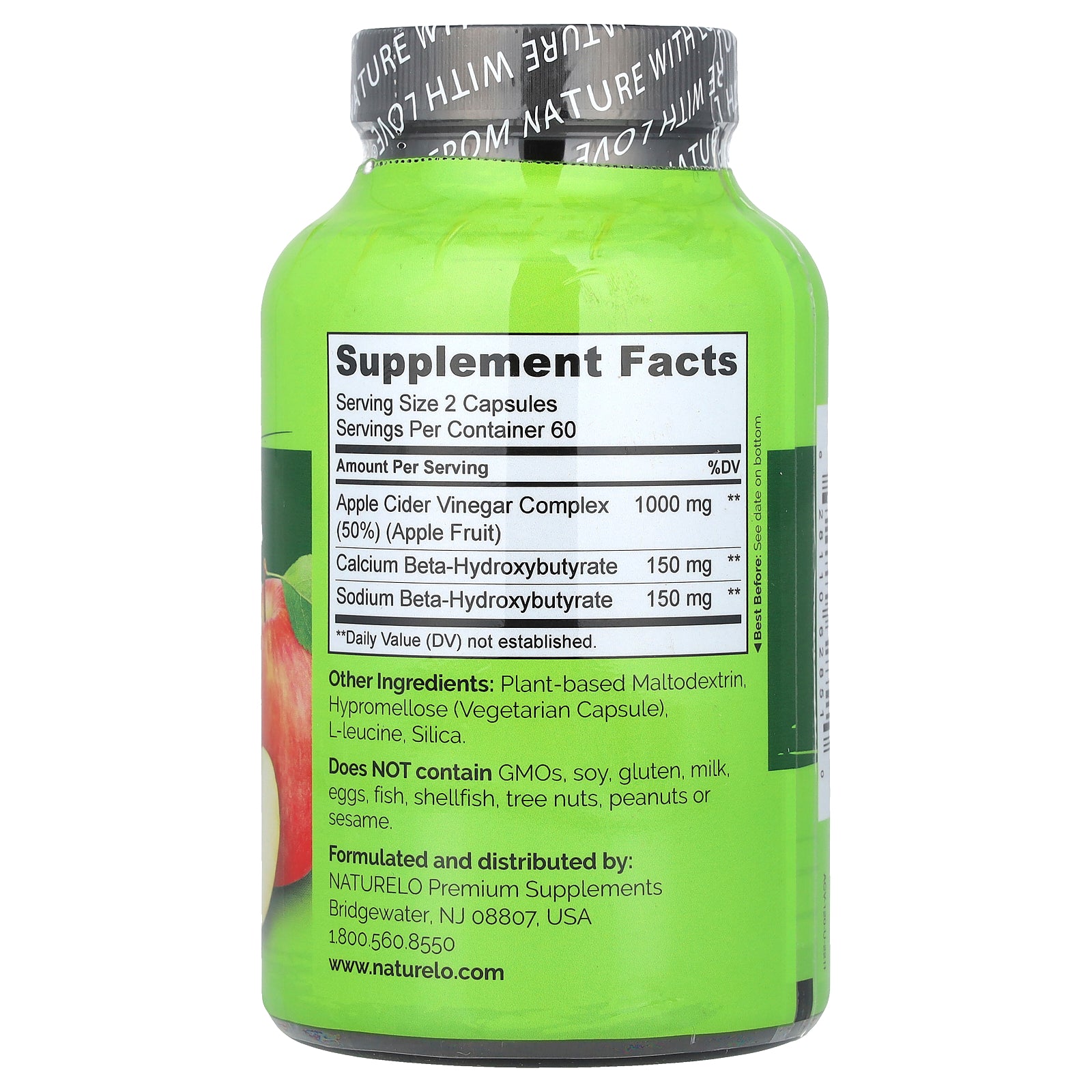 Foto 3 pulgar | Suplemento Naturelo De Vinagre De Sidra De Manzana 120 Cápsulas Vegetarianas - Venta Internacional.