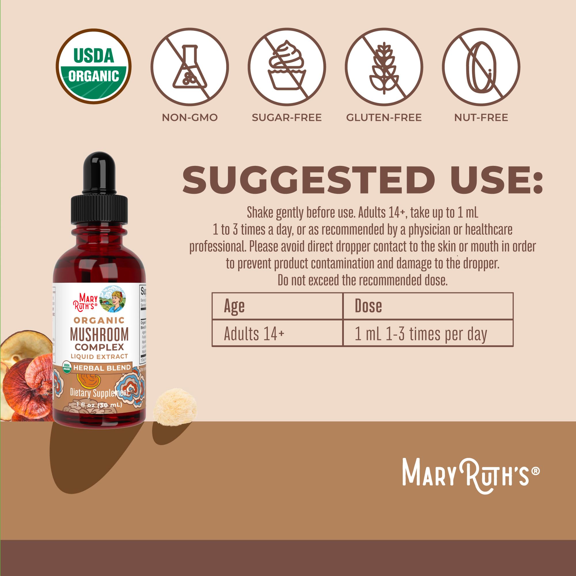 Foto 4 pulgar | Mushroom Complex MaryRuth Organics 30 ml-Venta Internacional