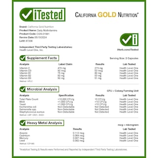 Foto 4 | Suplemento Multivitamínico California Gold Nutrition 180 Cápsulas - Venta Internacional