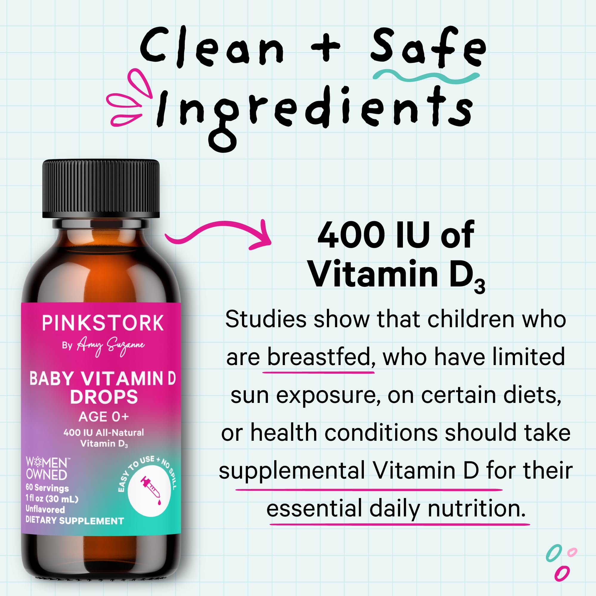 Foto 4 pulgar | Gotas De Vitamina D Pink Stork Baby 400 Ui Para Bebés 30 Ml - Venta Internacional.