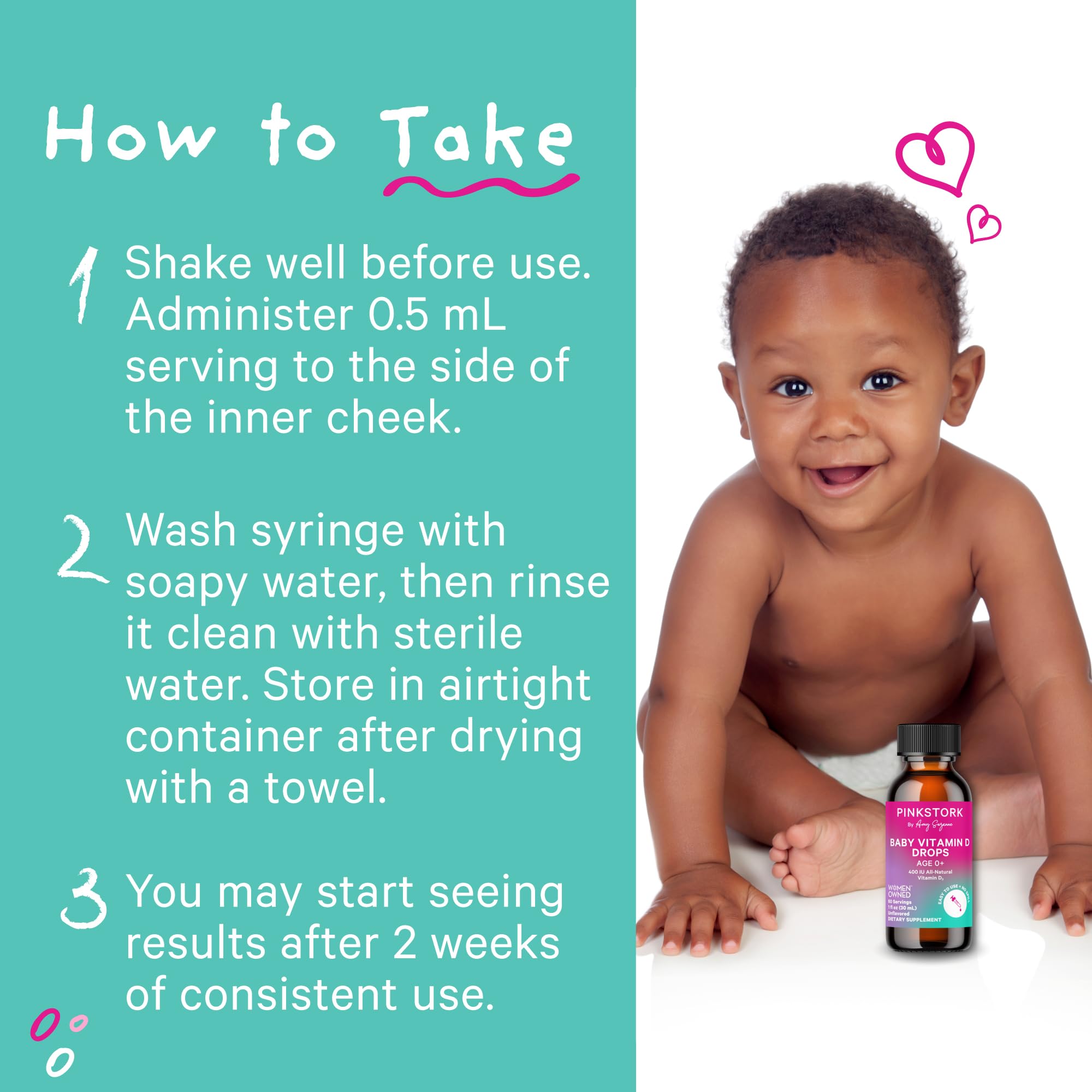 Foto 7 | Gotas De Vitamina D Pink Stork Baby 400 Ui Para Bebés 30 Ml - Venta Internacional.