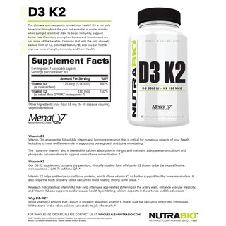 Foto 7 | Suplemento Nutrabio de Vitamina D3 K2 5000 Ui 180 Mcg 60 Cápsulas - Venta Internacional