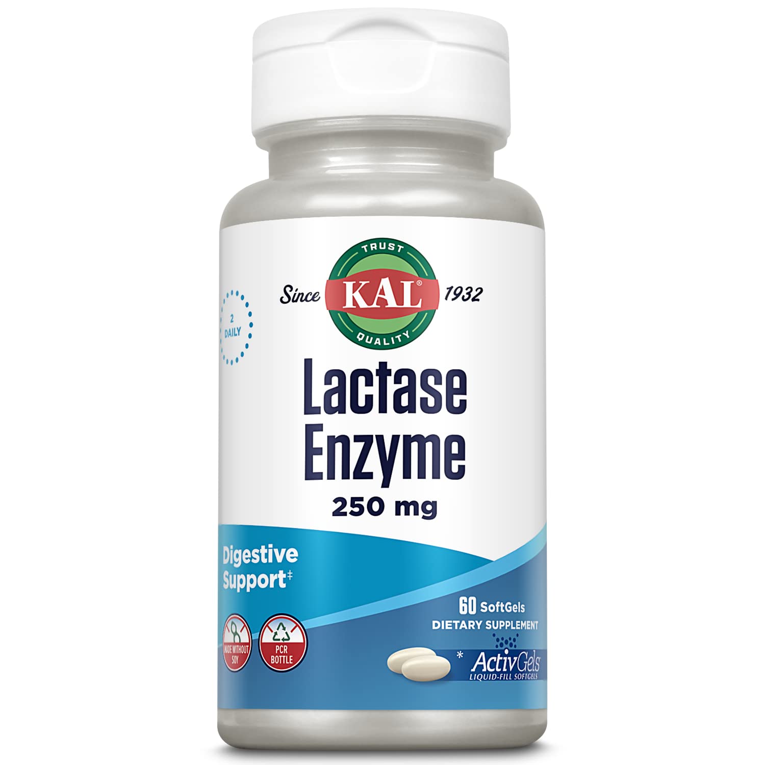 Foto 2 pulgar | Enzima Lactasa Kal 250 mg 60 Cápsulas Blandas - Venta Internacional