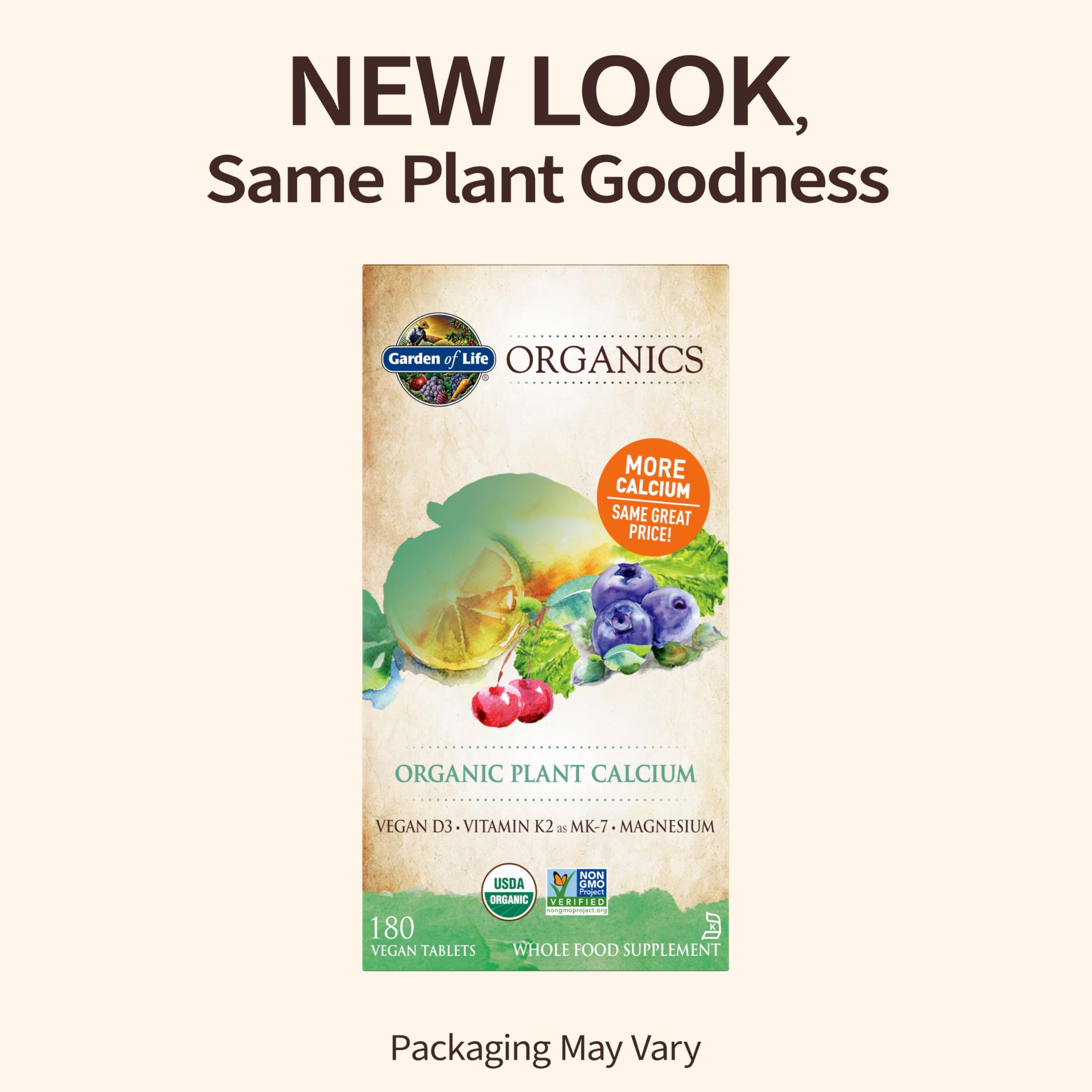 Foto 3 pulgar | Suplemento Garden Of Life Organics Plant Calcium 60 Comprimidos - Venta Internacional