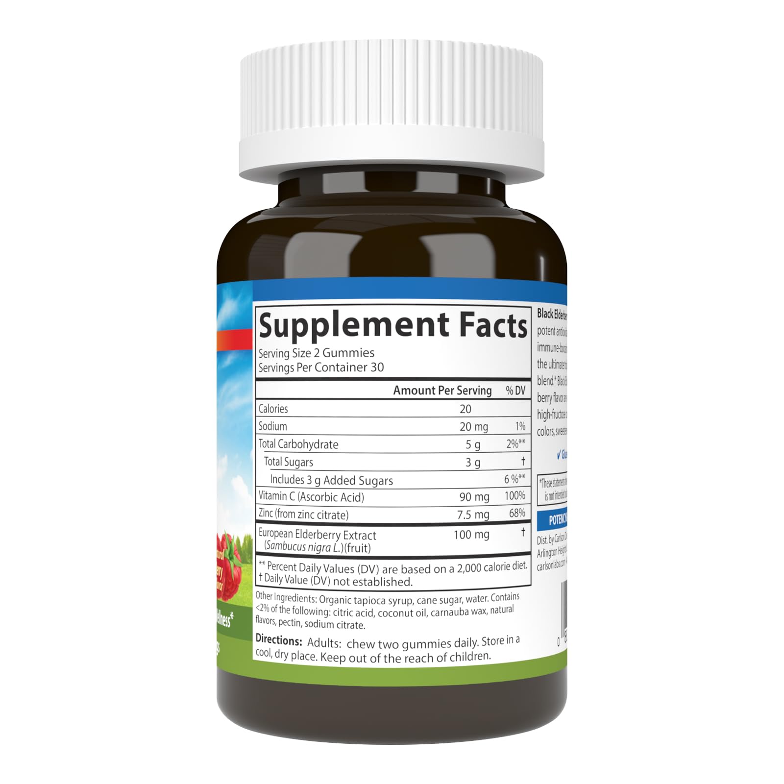 Foto 3 pulgar | Gomitas de Saúco Negro Carlson con Vitamina C y Zinc 60 Unidades - Venta Internacional