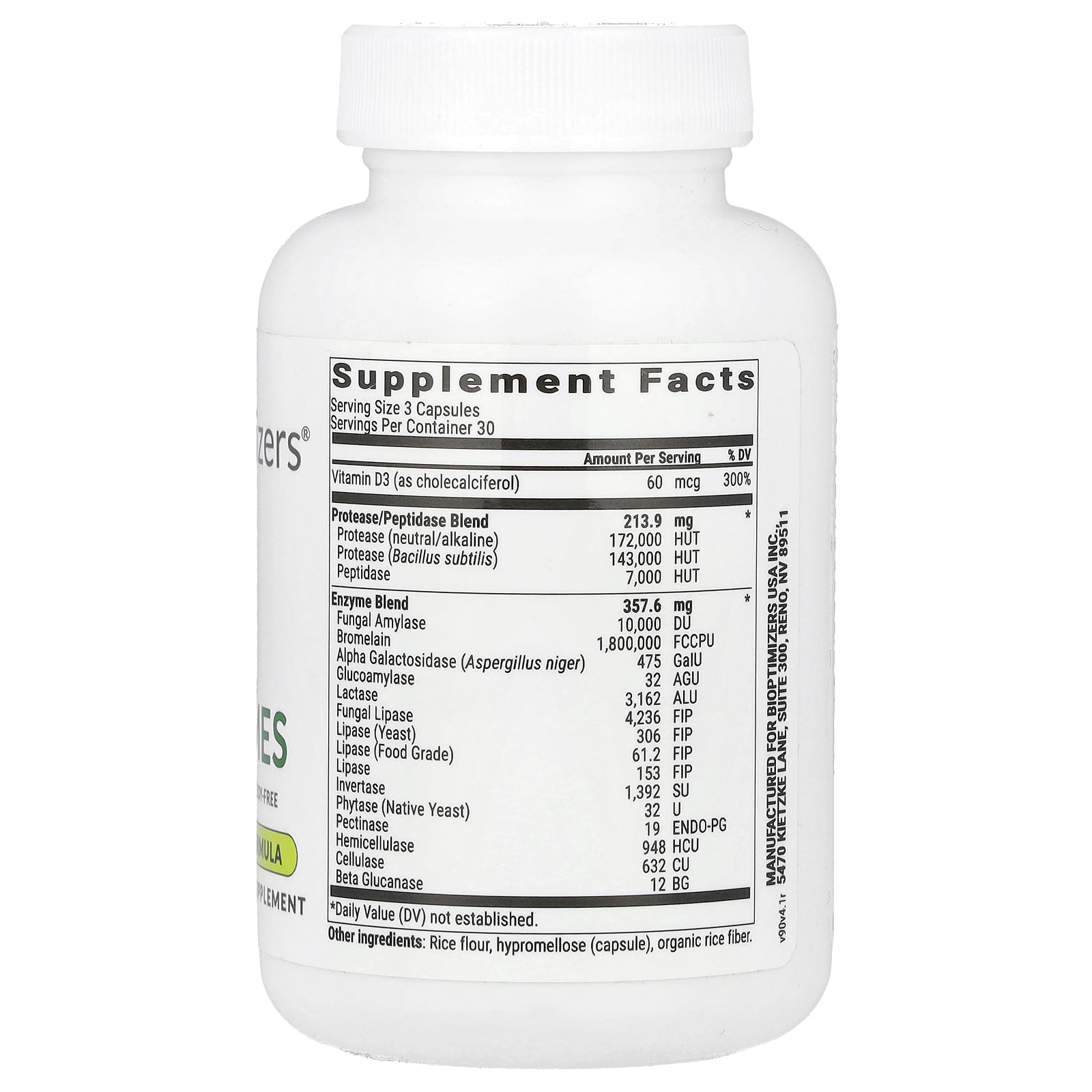 Foto 3 pulgar | Suplemento Bioptimizers Masszymes 90 Cápsulas Vegetarianas - Venta Internacional.