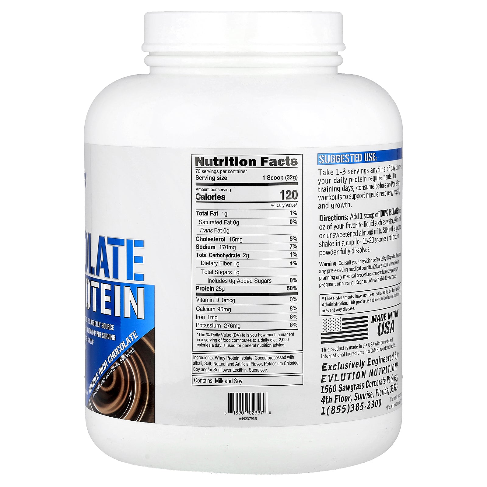 Foto 3 pulgar | Protein Isolate Evlution Nutrition, Chocolate 100% Doblemente Rico - Venta Internacional.