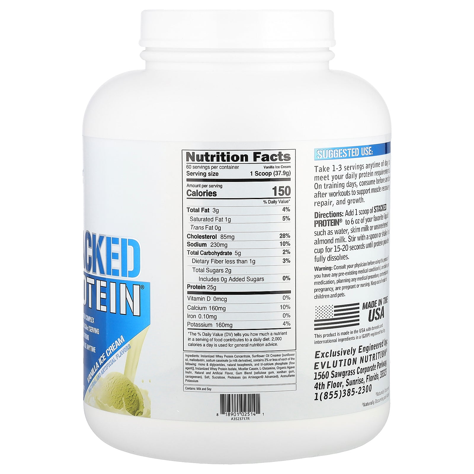 Foto 2 | Helado De Vainilla Apilado Con Proteína En Polvo Evlution Nutrition, 2,27 Kg - Venta Internacional.