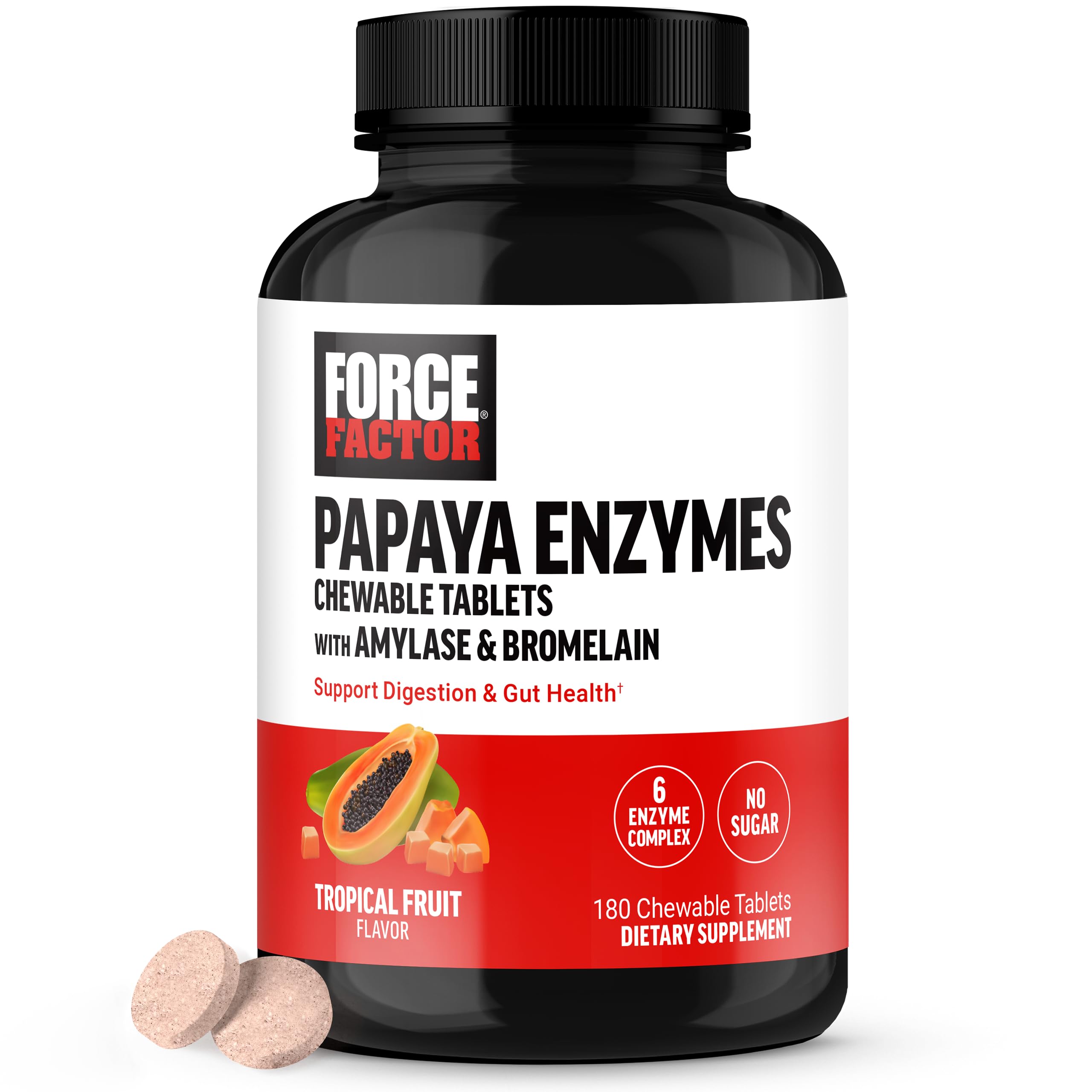 Foto 2 pulgar | Suplemento Para La Digestión Force Factor Papaya Enzymes 180 Comprimidos - Venta Internacional.