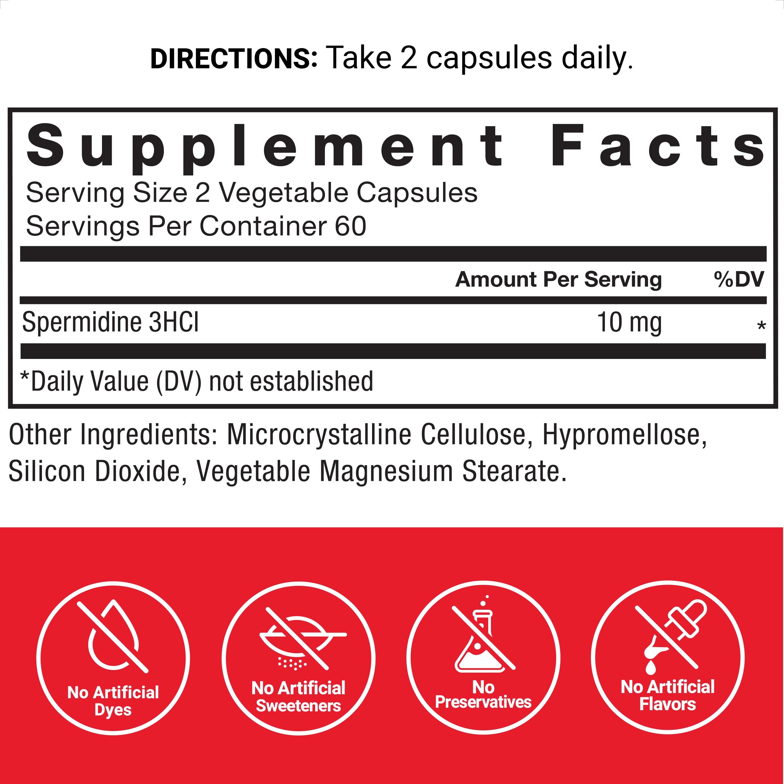 Foto 5 pulgar | Suplementos Force Factor Spermidine 120 Cápsulas Veganas - Venta Internacional.