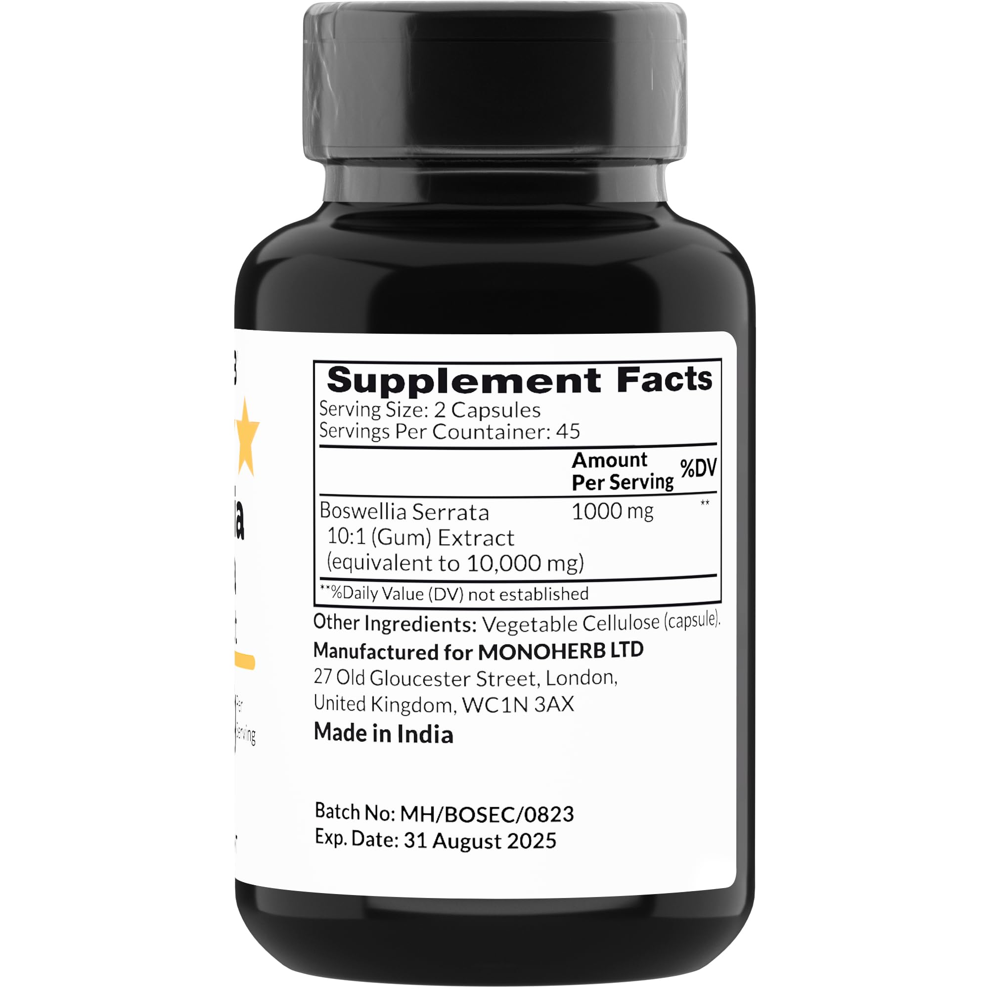 Foto 3 pulgar | Suplemento Monoherb Extracto De Boswellia Serrata 1000 Mg - 90 Cápsulas - Venta Internacional.