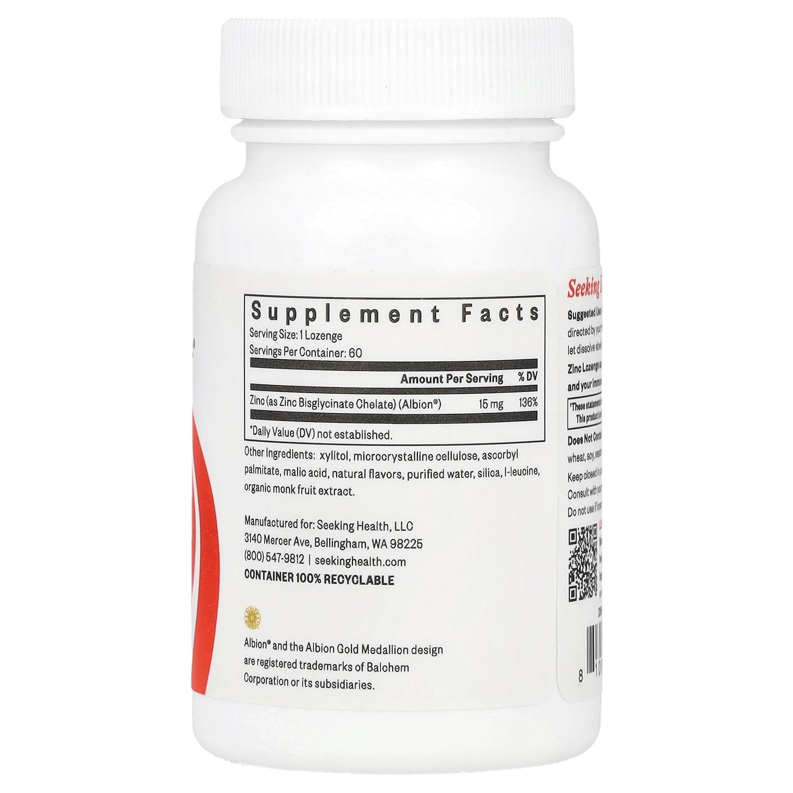 Foto 3 pulgar | Suplemento Zinc Supplement Seeking Health 60 Capsulas - Venta Internacional