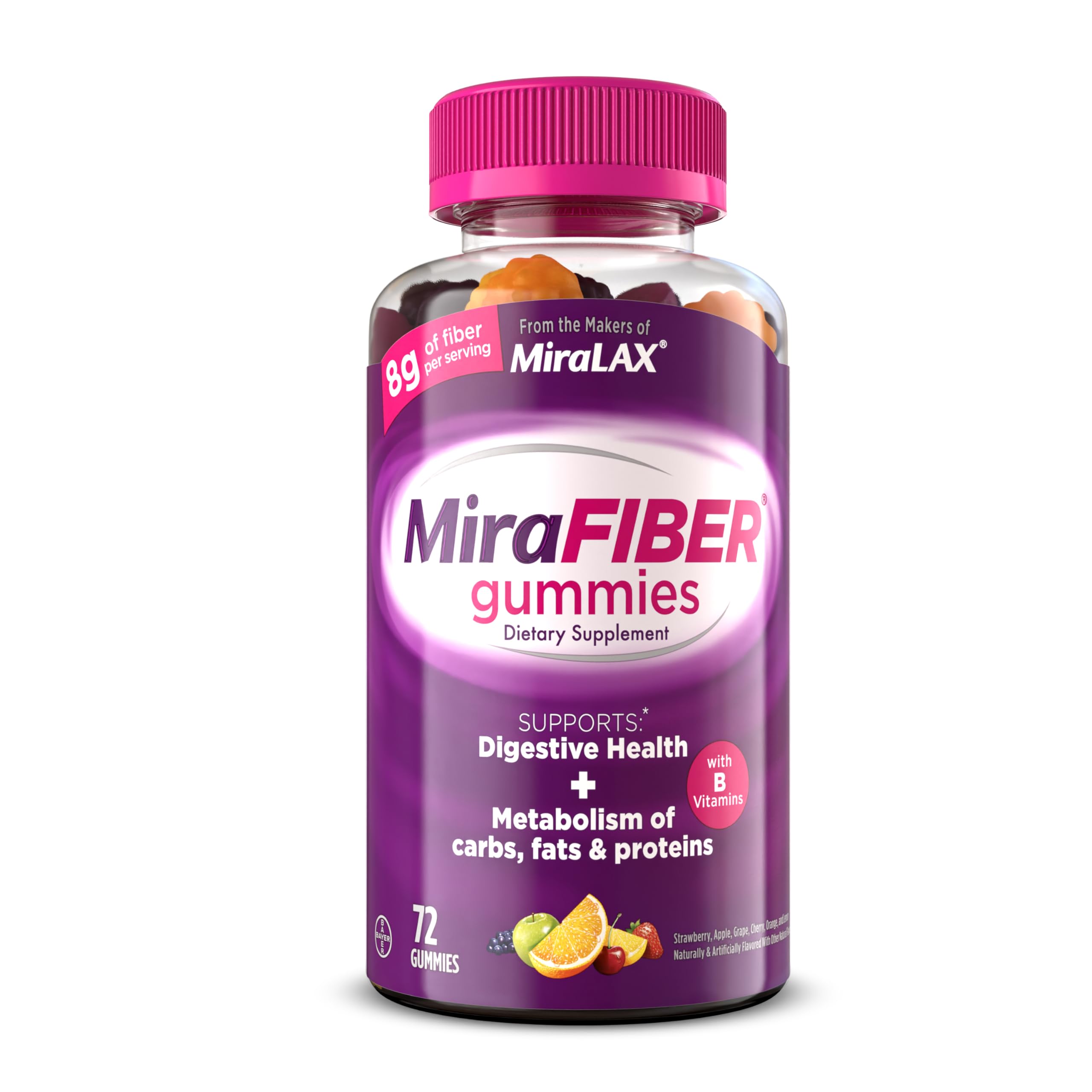 Foto 1 | Gomitas de Fibra Mirafiber Miralax Prebiótico Diario de 8 g 72 Gomitas - Venta Internacional