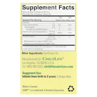Foto 2 | Gotas Probióticas Childlife Essentials Infantbiotics 8 ml - Venta Internacional