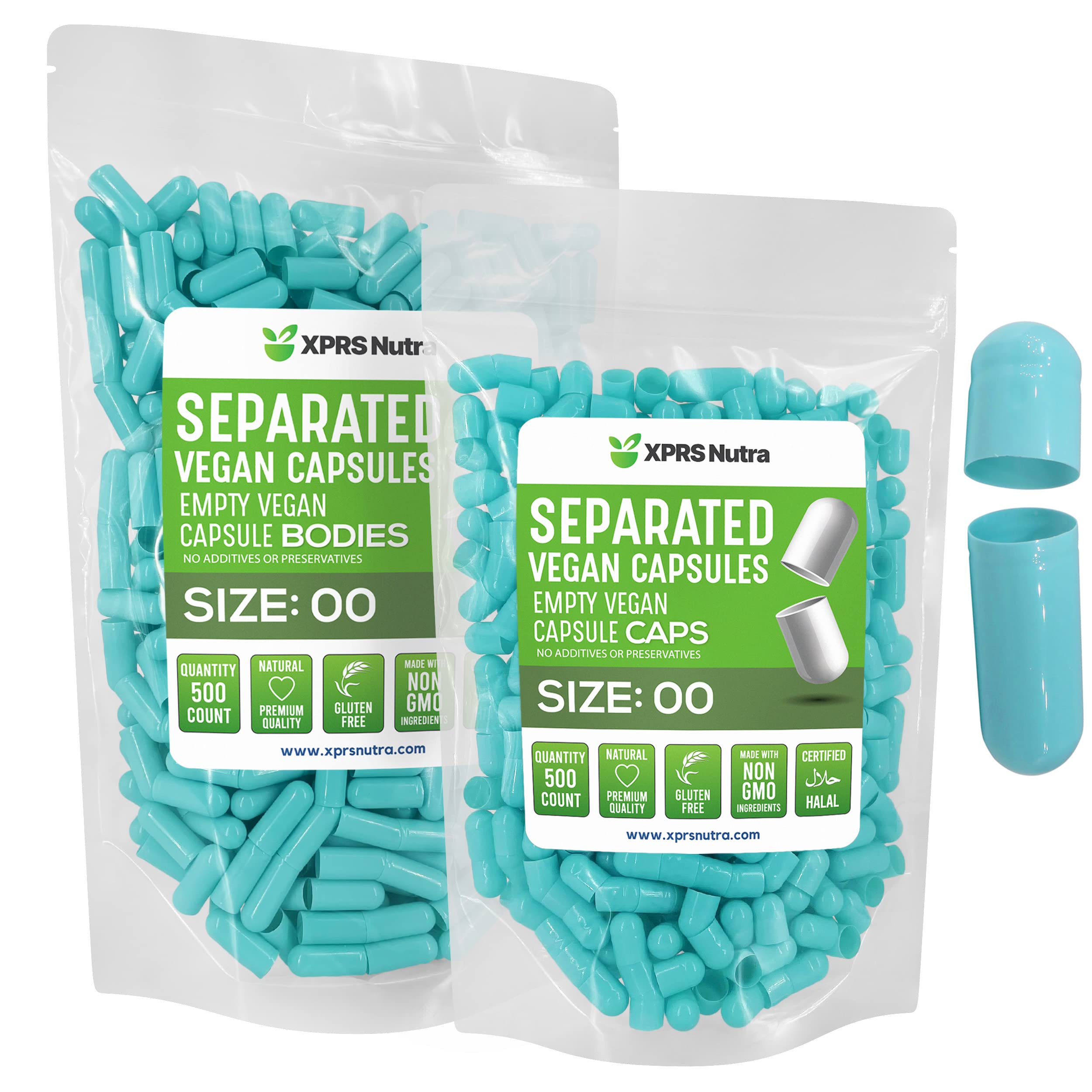Foto 1 | Cápsulas Vacías Xprs Nutra Vegan, Tamaño 00 A 500 Unidades (color Aguamarina) - Venta Internacional.