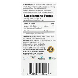 Foto 2 | Suplemento Enzymedica Berberine 60 Cápsulas - Venta Internacional