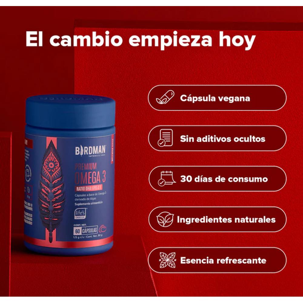 Foto 5 pulgar | Omega 3 Premium 60 Capsulas Birdman
