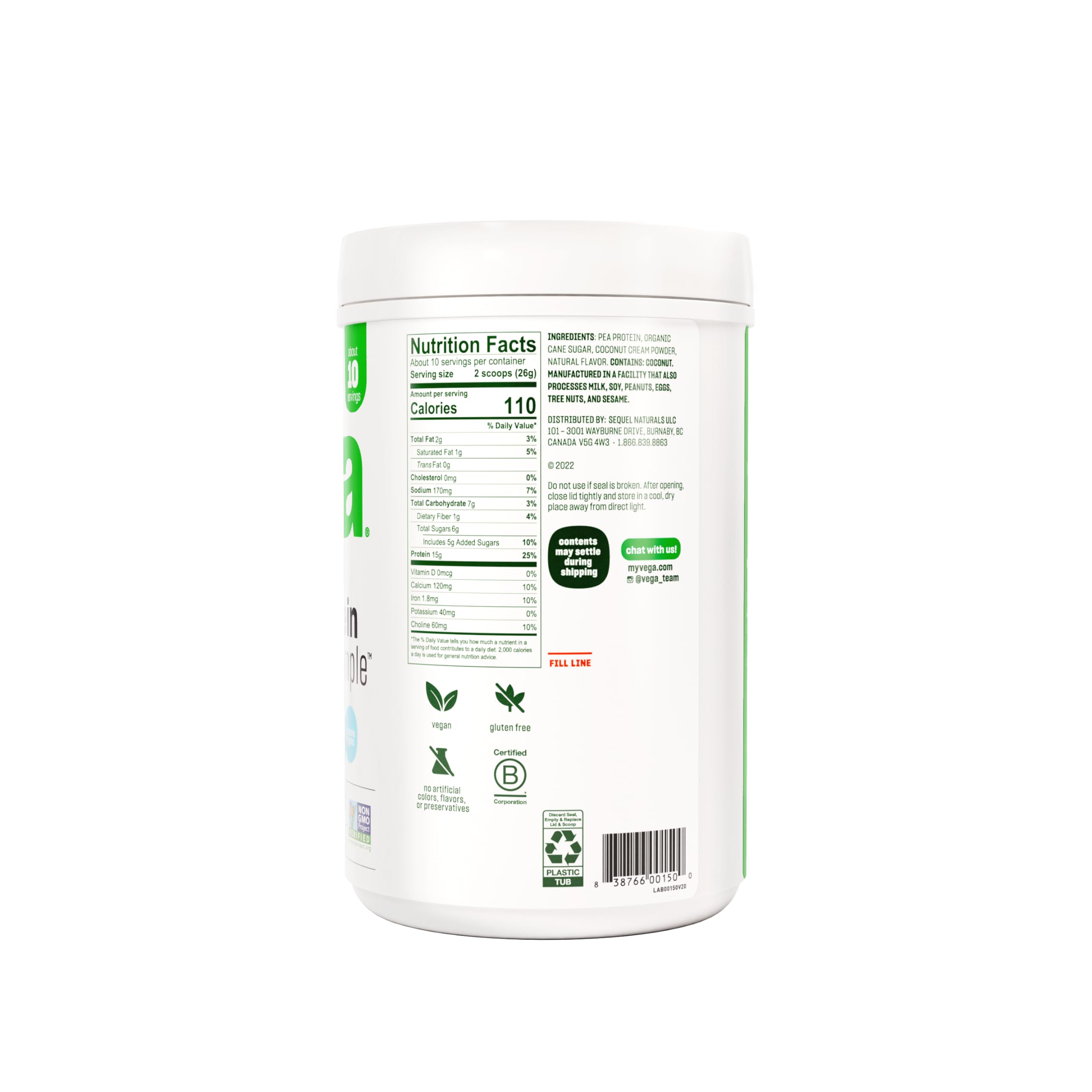 Foto 4 pulgar | Proteína En Polvo Vega Protein Made Simple Vanilla 270 Ml - Venta Internacional.