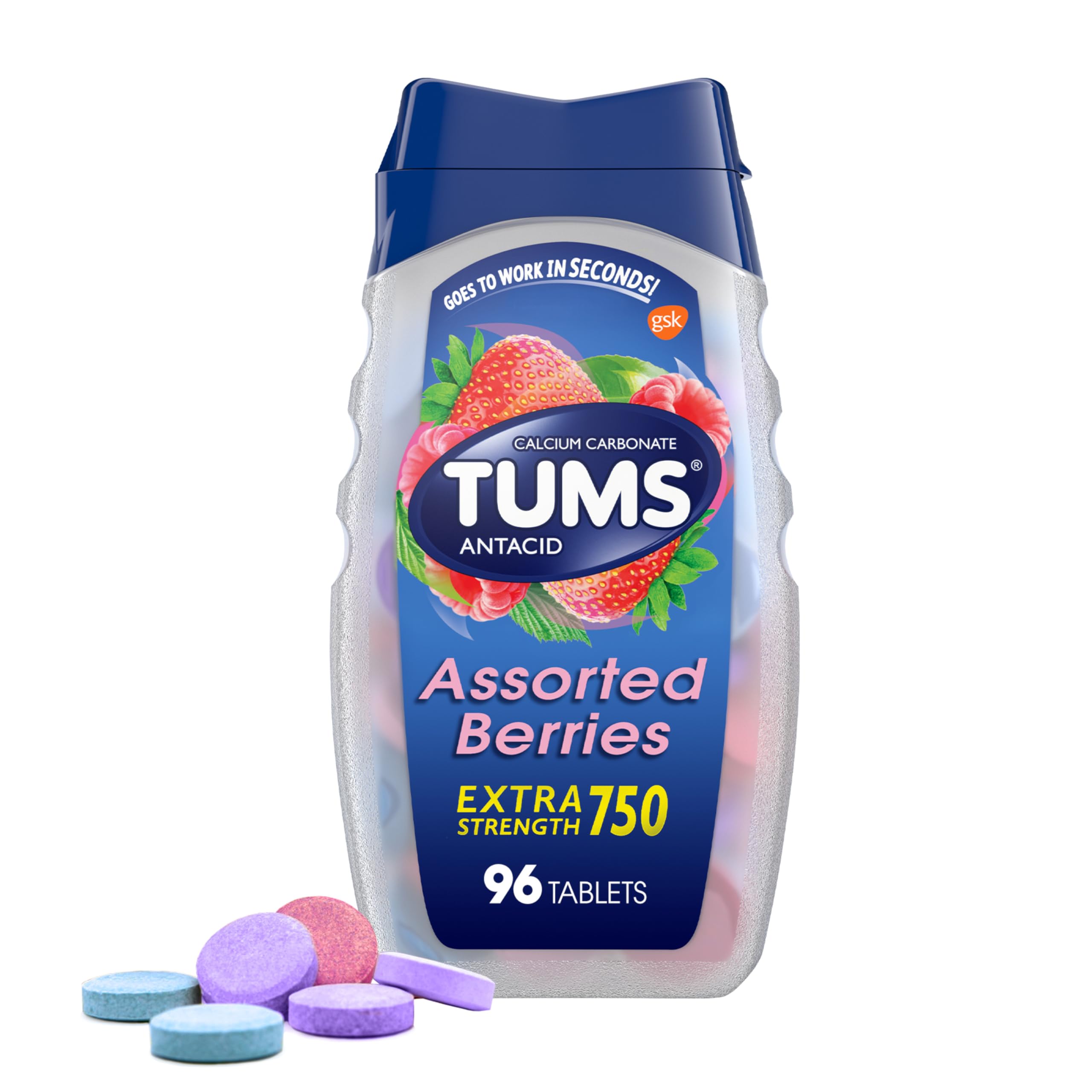 Foto 2 pulgar | Tabletas Antiácidas Tums Extra Strength, Bayas Variadas, 96 Unidades - Venta Internacional.