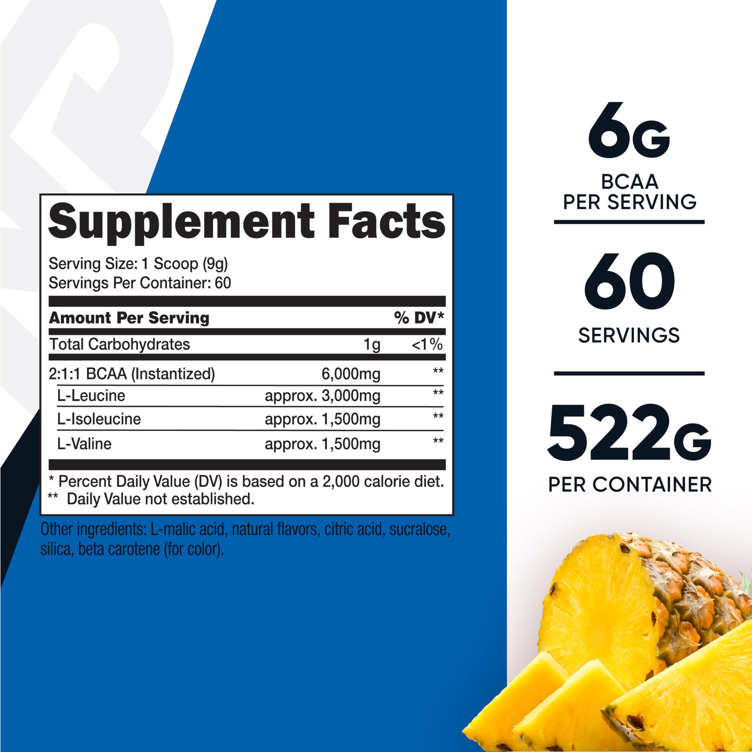 Foto 3 pulgar | Bcaa En Polvo Nutricost Con Sabor A Piña, 60 Porciones - Venta Internacional.