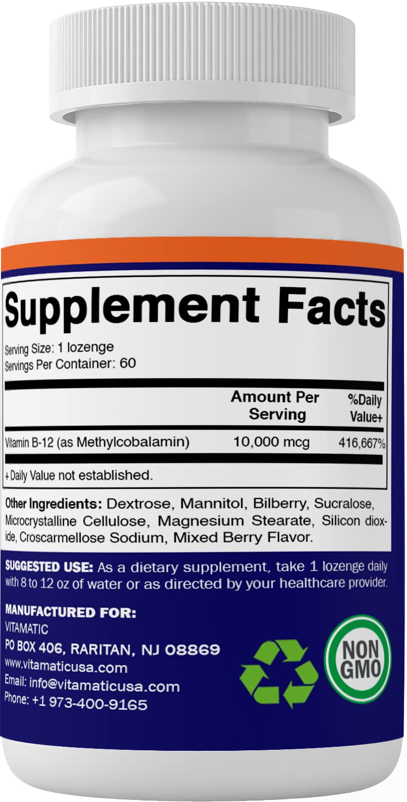 Foto 6 pulgar | Suplemento Vitamático De Metil B12 De 10,000 Mcg, 60 Pastillas - Venta Internacional.