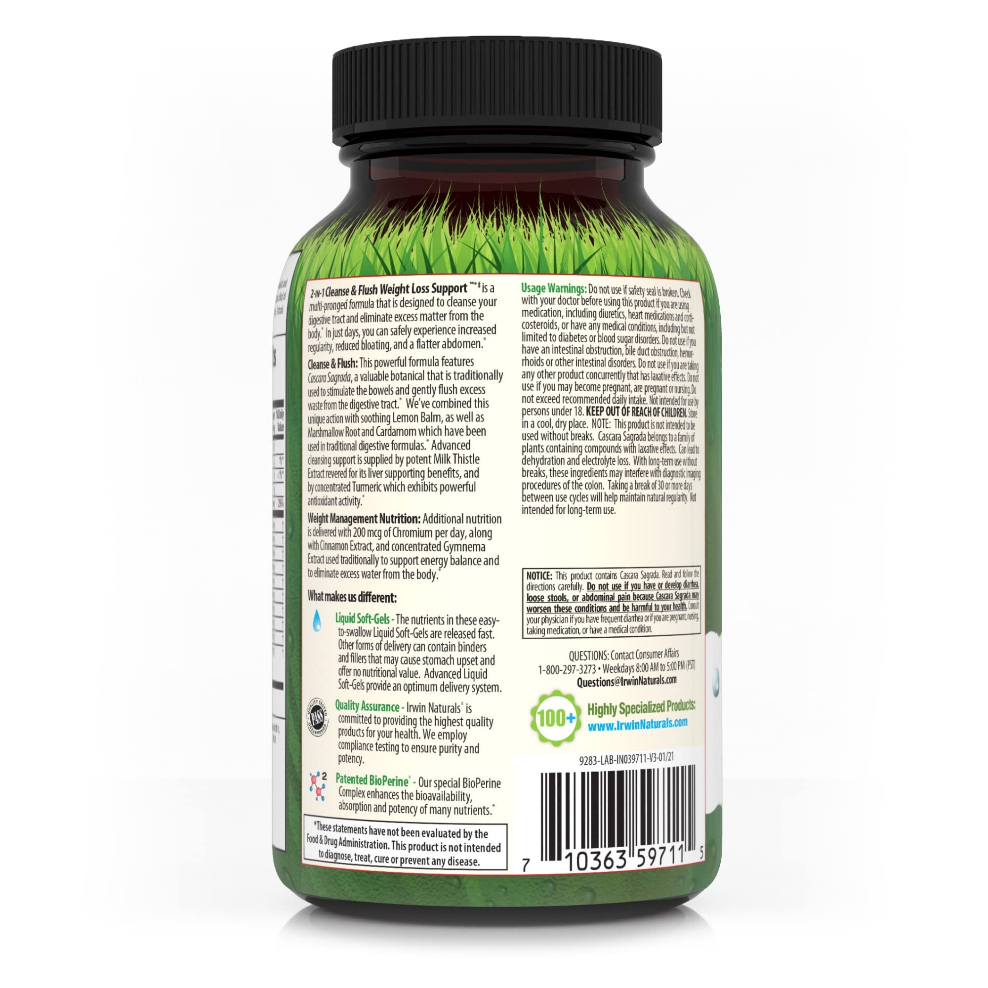 Foto 4 pulgar | Suplemento Irwin Naturals Cleanse & Flush Para Bajar De Peso, 60 Cápsulas Blandas - Venta Internacional.
